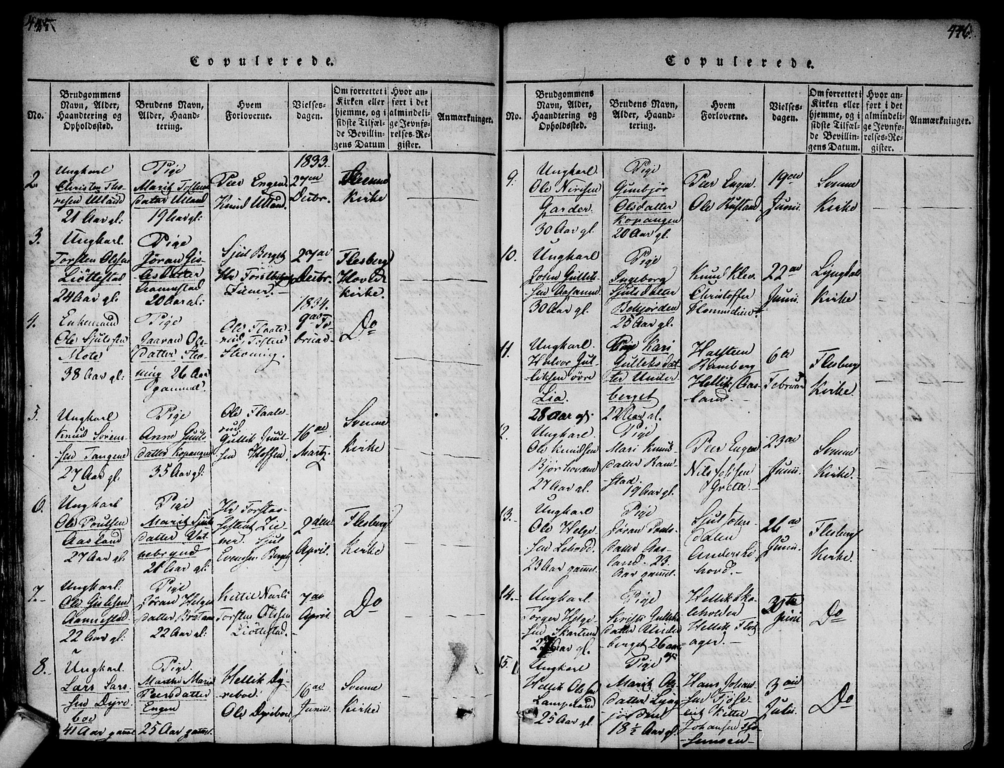 Flesberg kirkebøker, AV/SAKO-A-18/F/Fa/L0005: Parish register (official) no. I 5, 1816-1834, p. 445-446