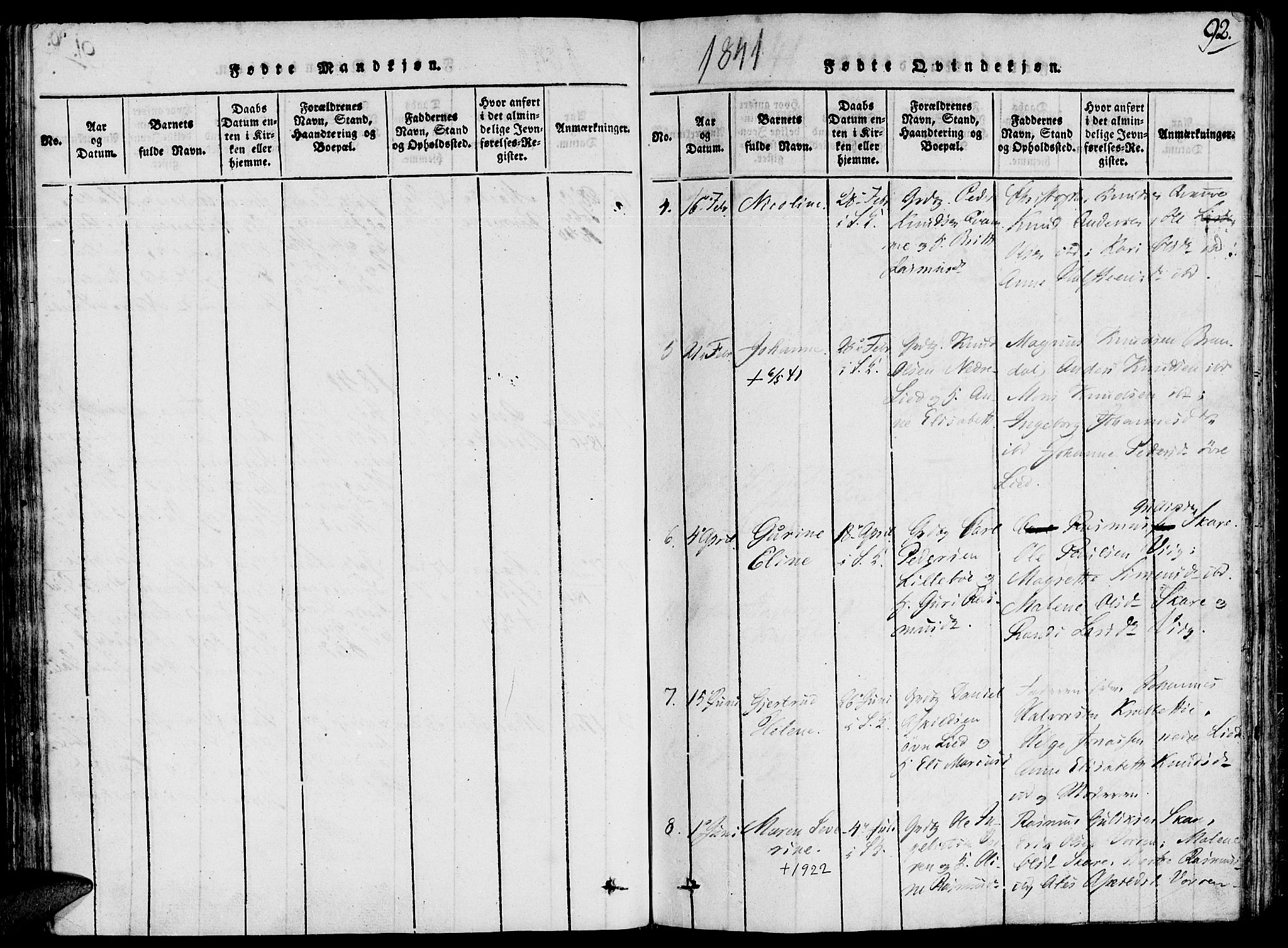 Ministerialprotokoller, klokkerbøker og fødselsregistre - Møre og Romsdal, AV/SAT-A-1454/503/L0033: Parish register (official) no. 503A01, 1816-1841, p. 92