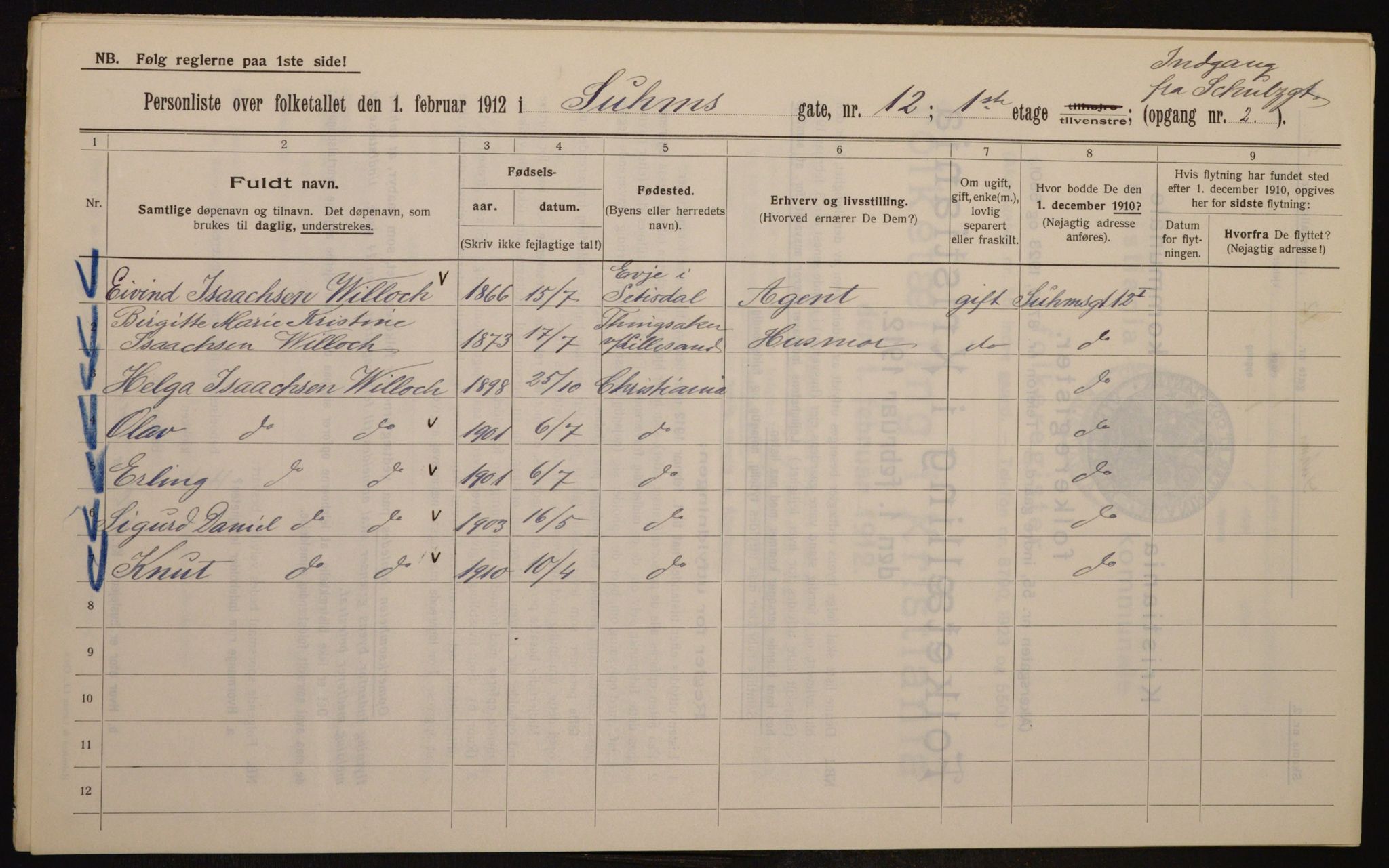 OBA, Municipal Census 1912 for Kristiania, 1912, p. 104635