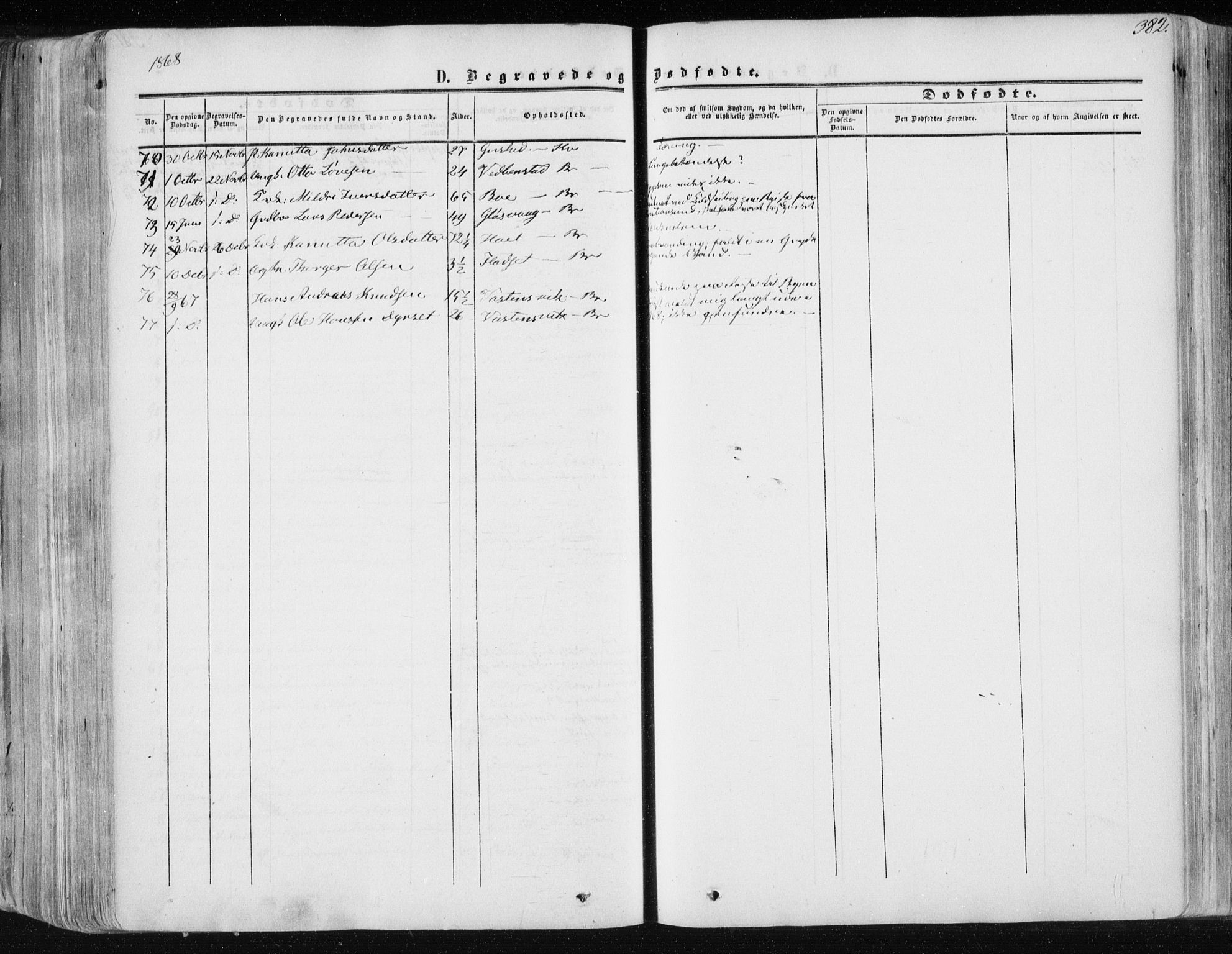 Ministerialprotokoller, klokkerbøker og fødselsregistre - Møre og Romsdal, AV/SAT-A-1454/568/L0804: Parish register (official) no. 568A11, 1854-1868, p. 382