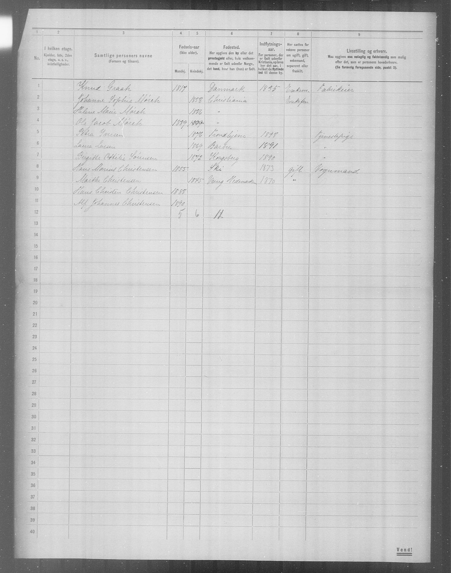 OBA, Municipal Census 1904 for Kristiania, 1904, p. 23976