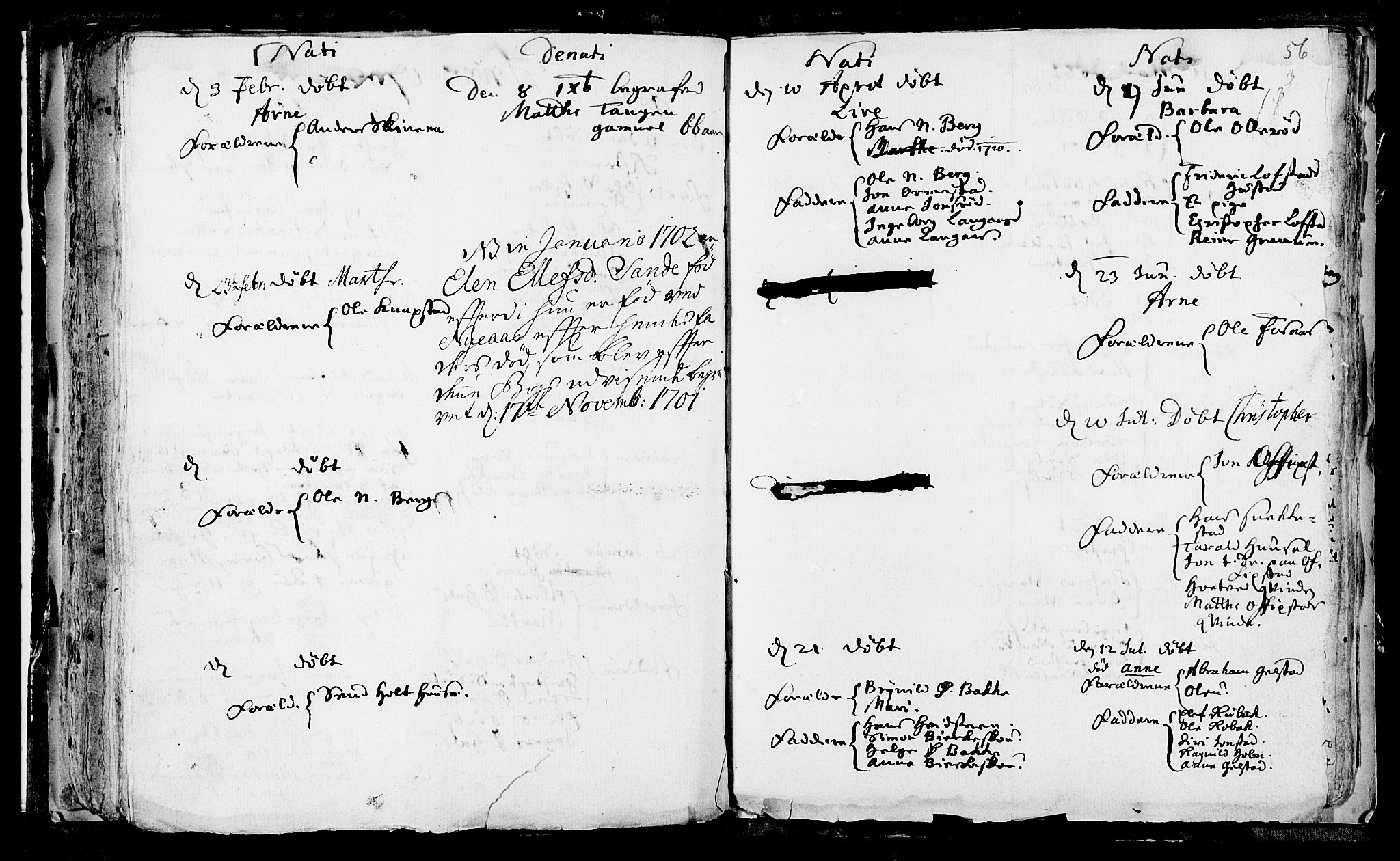 Våle kirkebøker, SAKO/A-334/F/Fa/L0001: Parish register (official) no. I 1, 1693-1704, p. 56