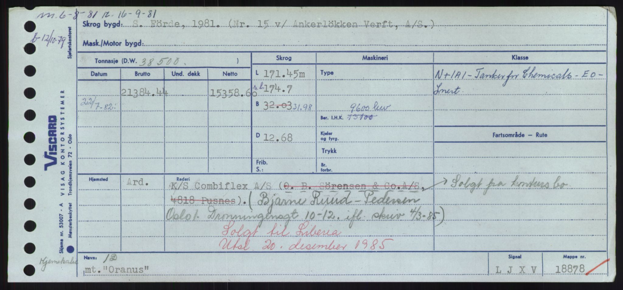 Sjøfartsdirektoratet med forløpere, Skipsmålingen, RA/S-1627/H/Hd/L0028: Fartøy, O, p. 297