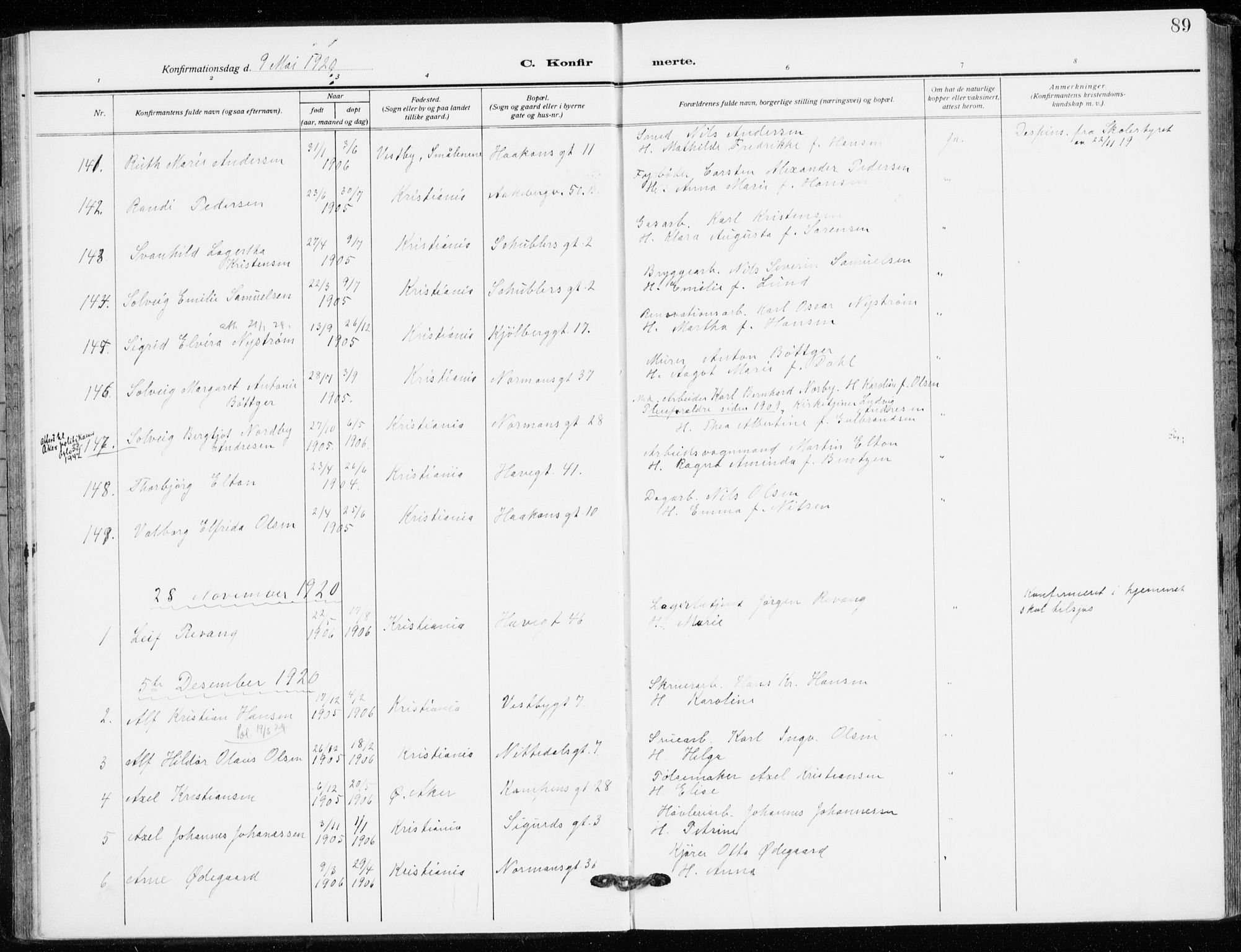 Kampen prestekontor Kirkebøker, AV/SAO-A-10853/F/Fa/L0013: Parish register (official) no. I 13, 1917-1922, p. 89