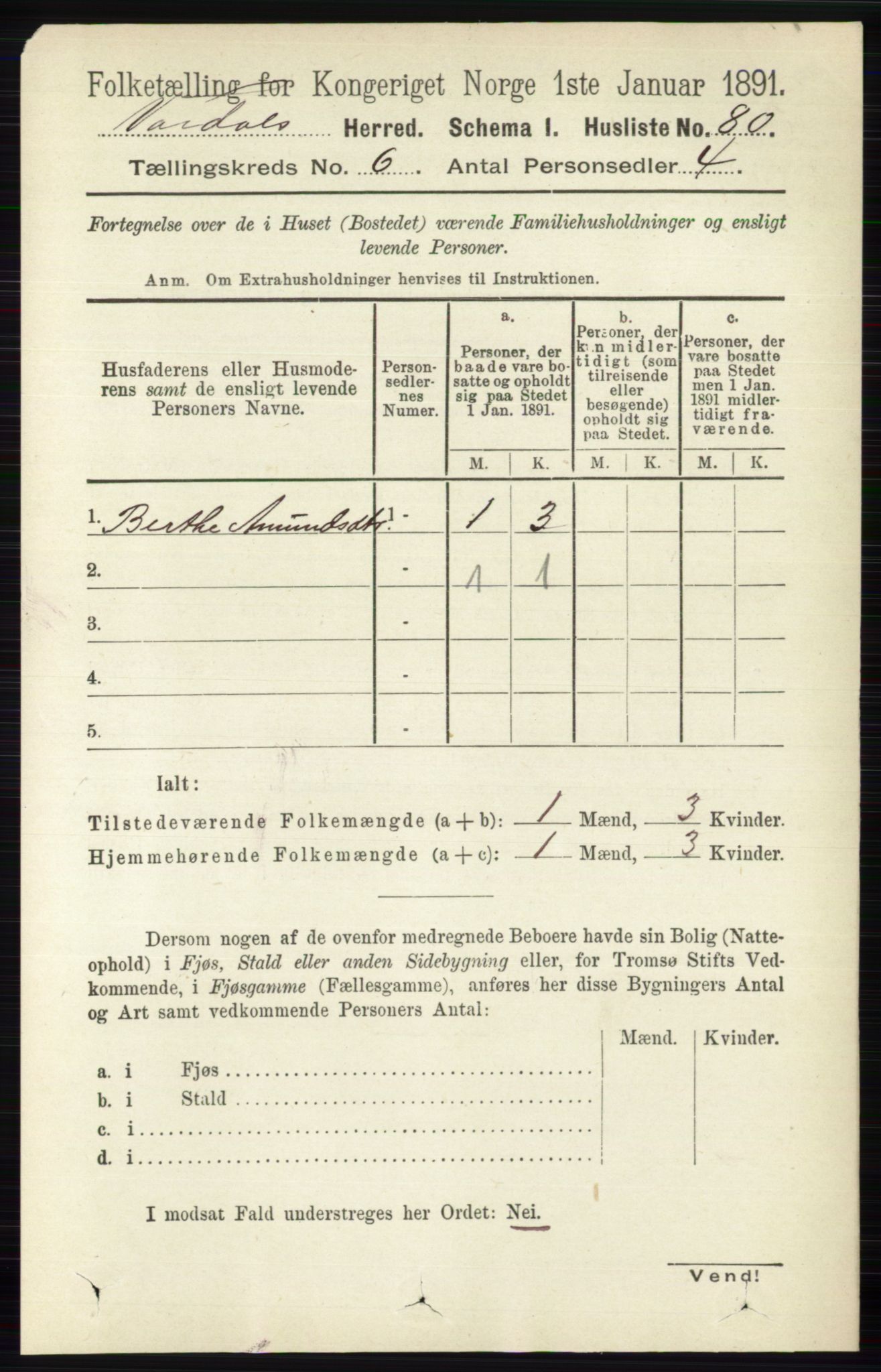 RA, 1891 census for 0527 Vardal, 1891, p. 2367