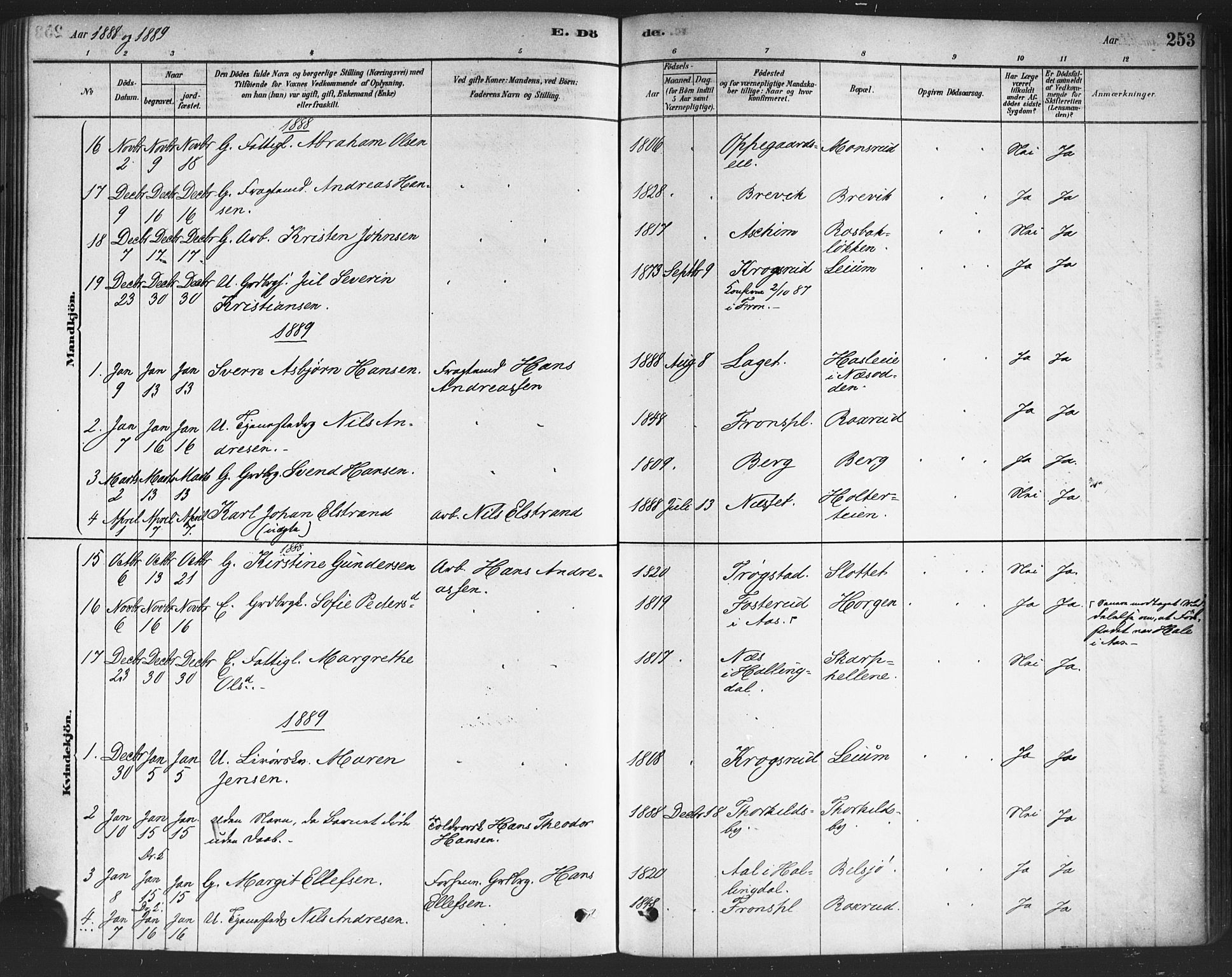 Drøbak prestekontor Kirkebøker, SAO/A-10142a/F/Fc/L0002: Parish register (official) no. III 2, 1878-1891, p. 253