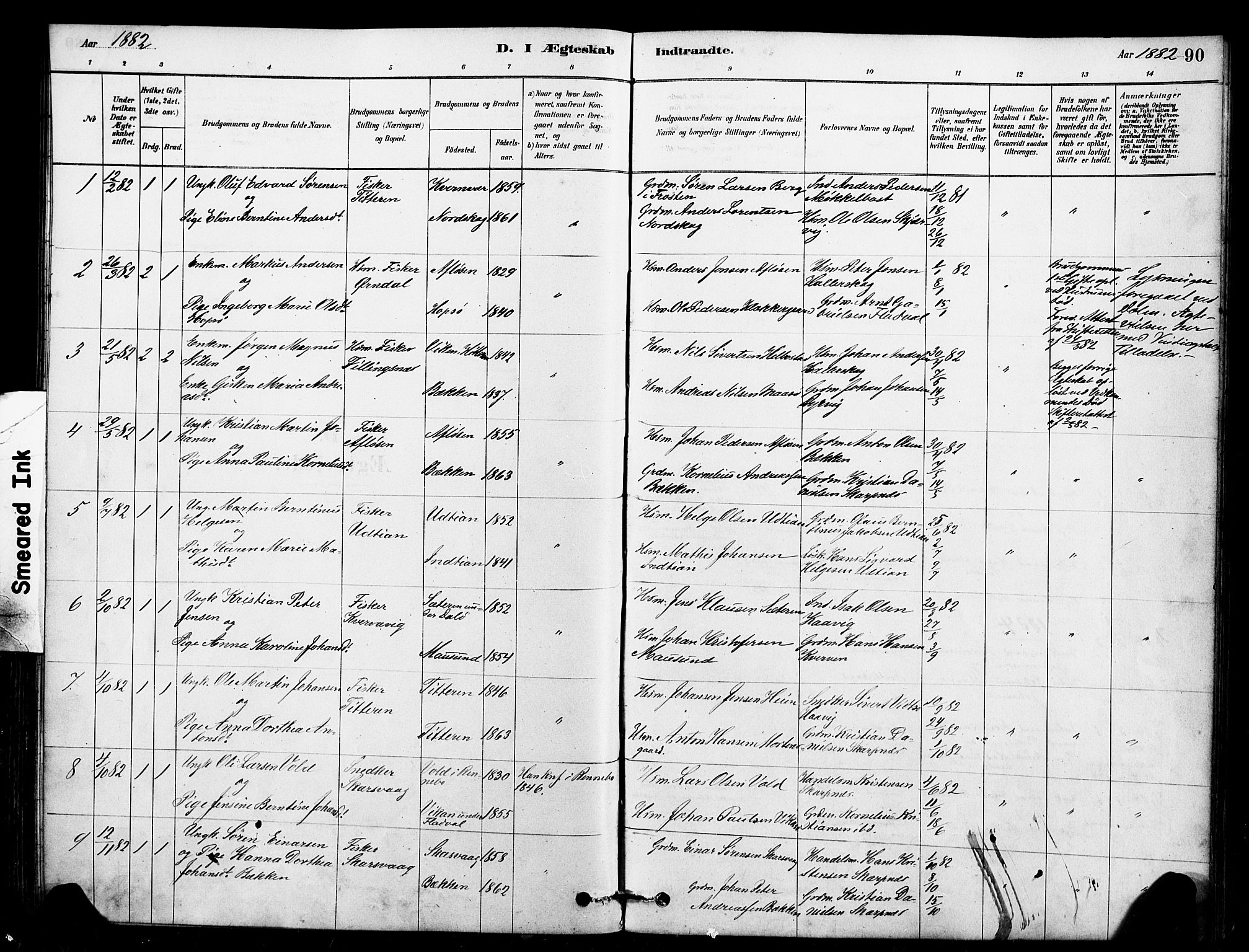 Ministerialprotokoller, klokkerbøker og fødselsregistre - Sør-Trøndelag, SAT/A-1456/641/L0595: Parish register (official) no. 641A01, 1882-1897, p. 90
