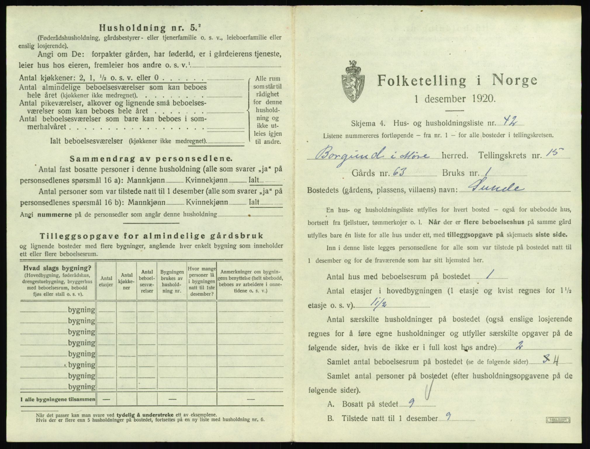 SAT, 1920 census for Borgund, 1920, p. 1410