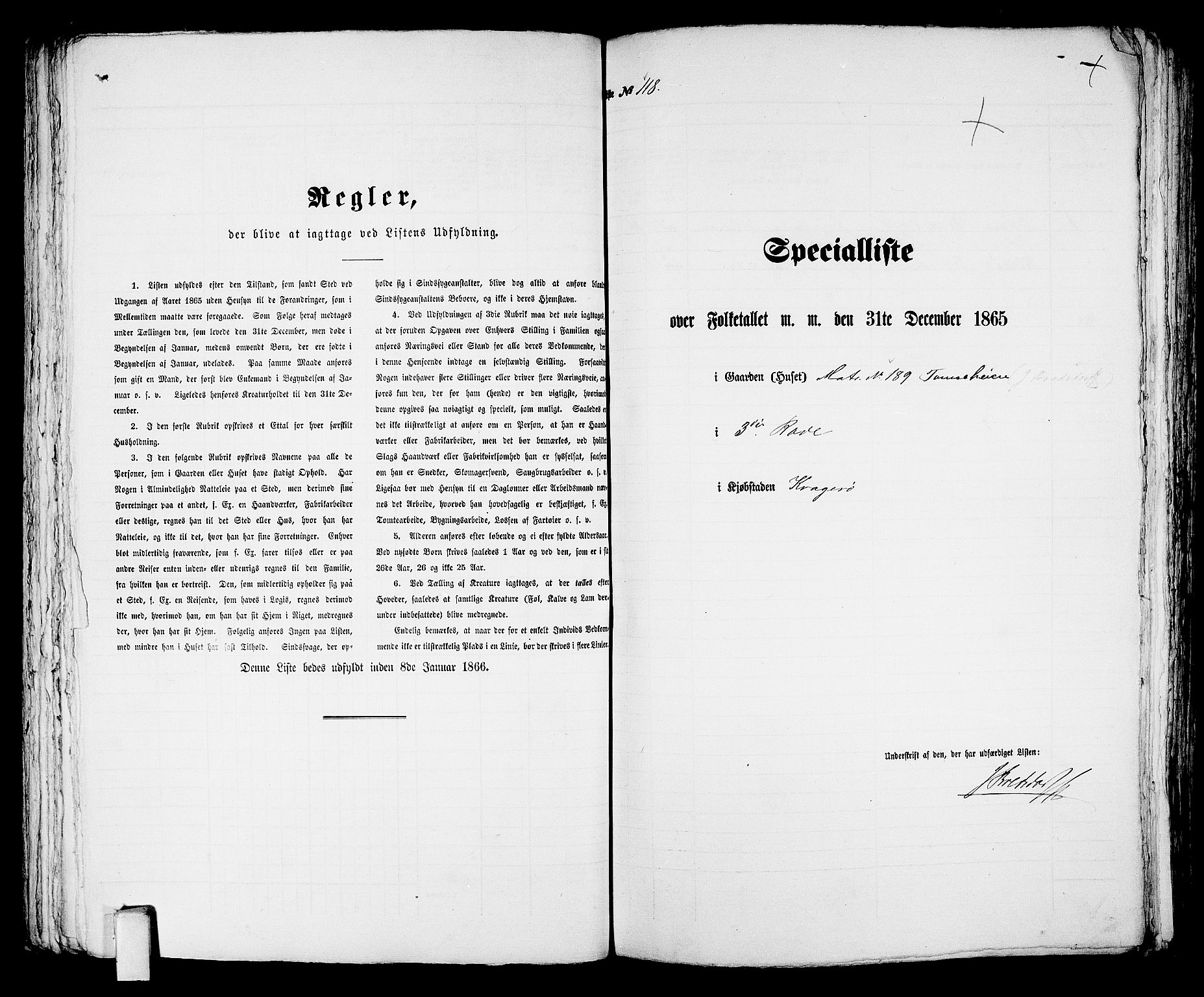 RA, 1865 census for Kragerø/Kragerø, 1865, p. 245