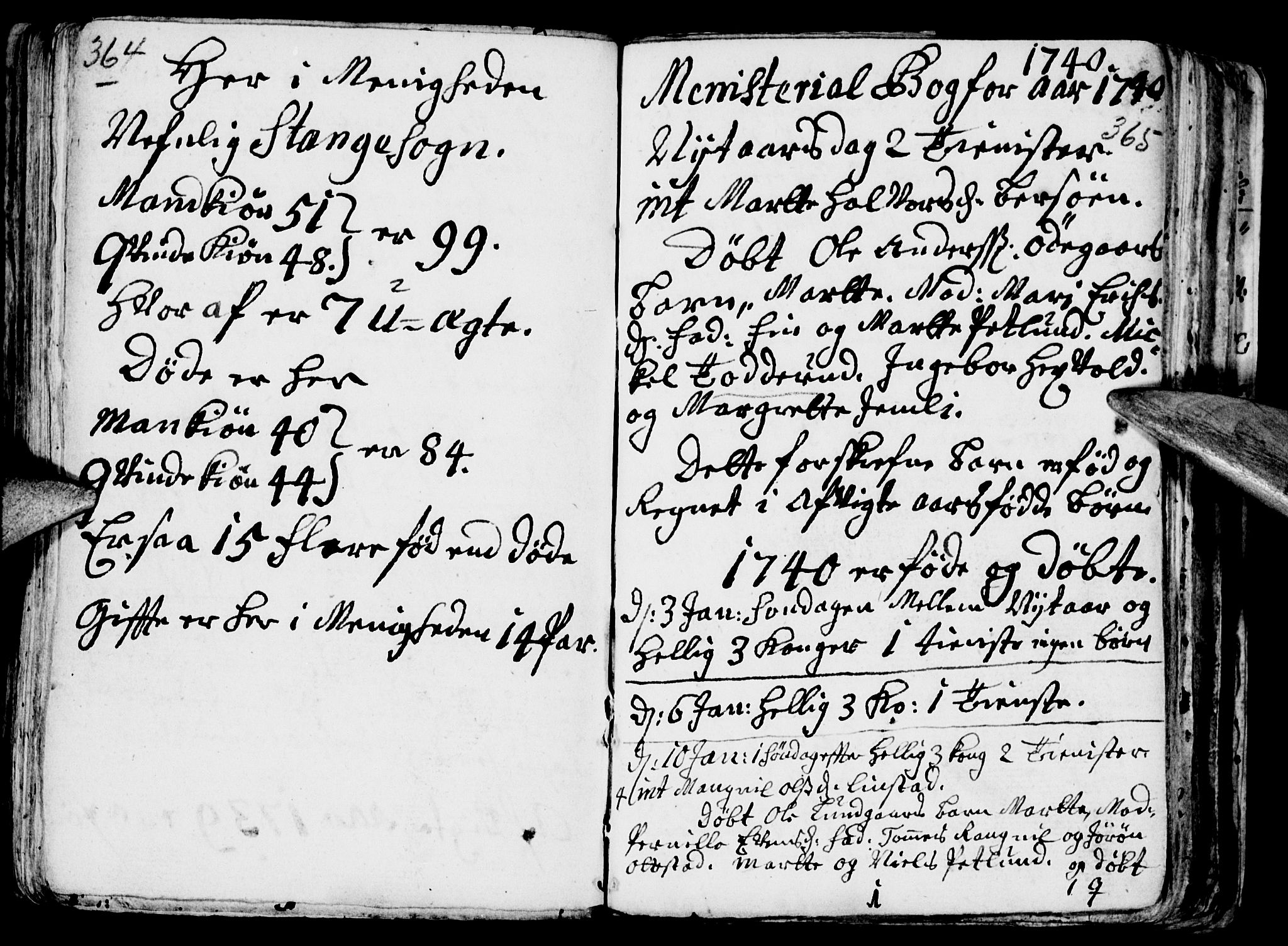 Stange prestekontor, SAH/PREST-002/K/L0002: Parish register (official) no. 2, 1724-1740, p. 364-365