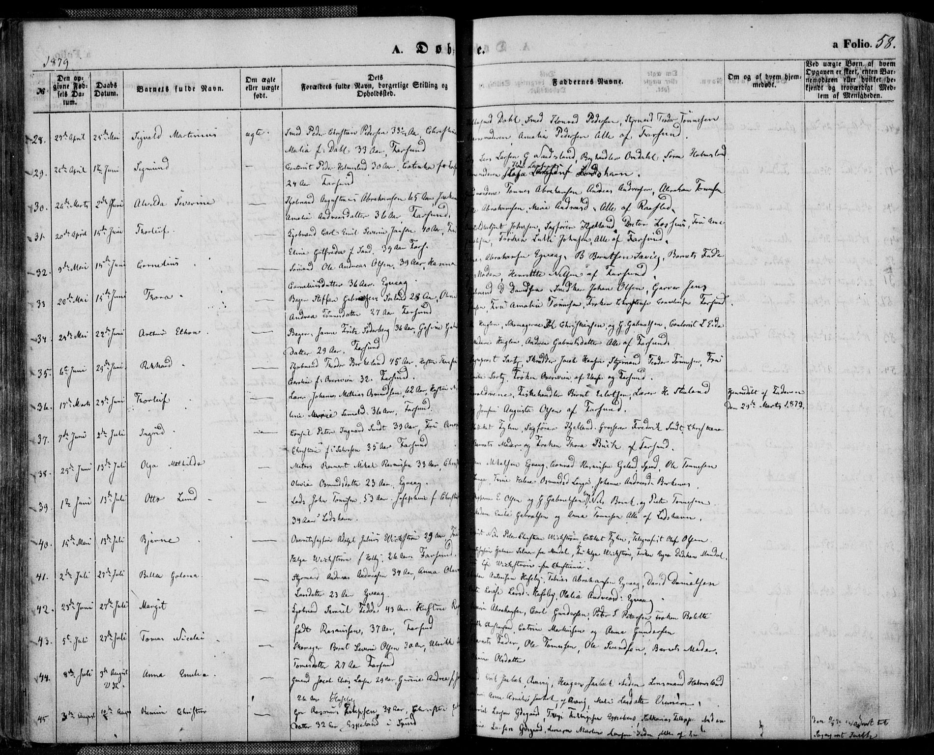 Farsund sokneprestkontor, SAK/1111-0009/F/Fa/L0005: Parish register (official) no. A 5, 1863-1886, p. 58