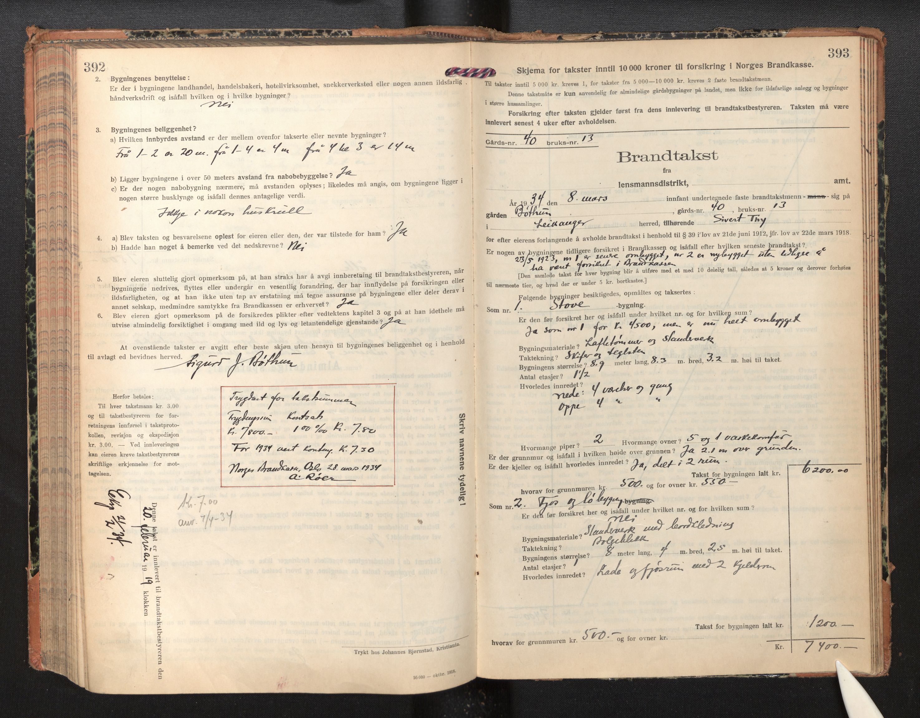 Lensmannen i Leikanger, AV/SAB-A-29201/0012/L0007: Branntakstprotokoll, skjematakst, 1926-1936, p. 392-393