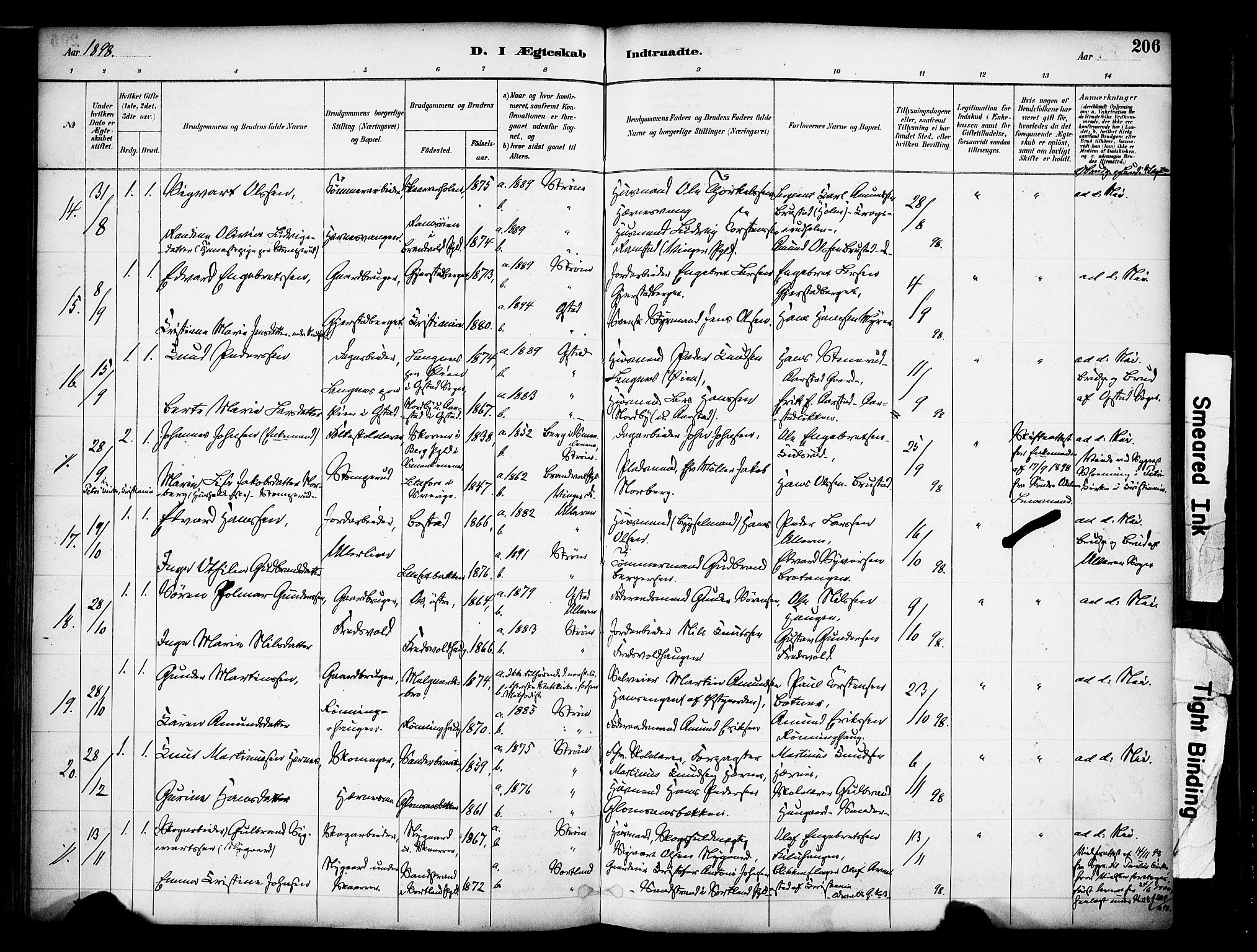 Sør-Odal prestekontor, SAH/PREST-030/H/Ha/Haa/L0007: Parish register (official) no. 7, 1886-1925, p. 206