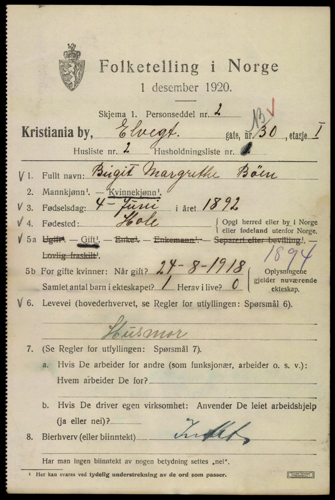 SAO, 1920 census for Kristiania, 1920, p. 215389