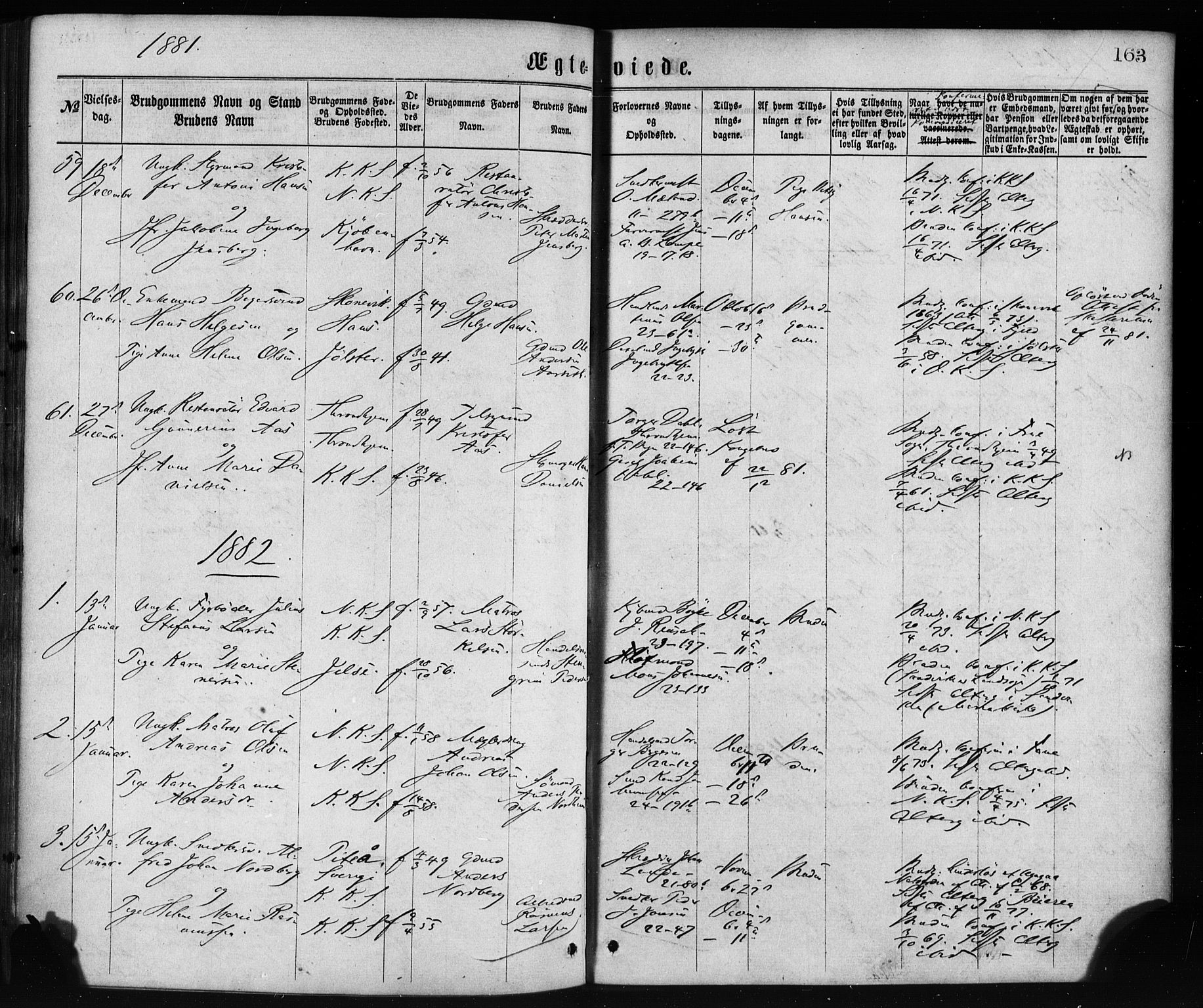 Korskirken sokneprestembete, SAB/A-76101/H/Haa/L0036: Parish register (official) no. D 3, 1867-1882, p. 163