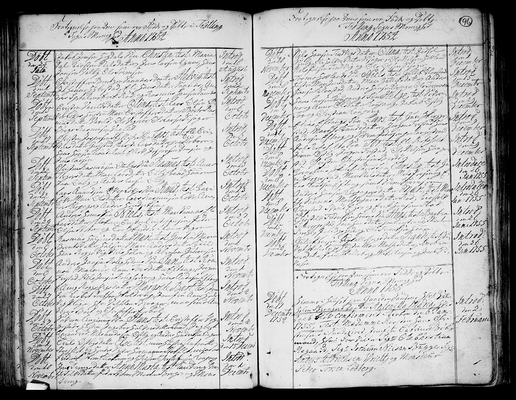 Tjølling kirkebøker, SAKO/A-60/F/Fa/L0003: Parish register (official) no. 3, 1735-1778, p. 96