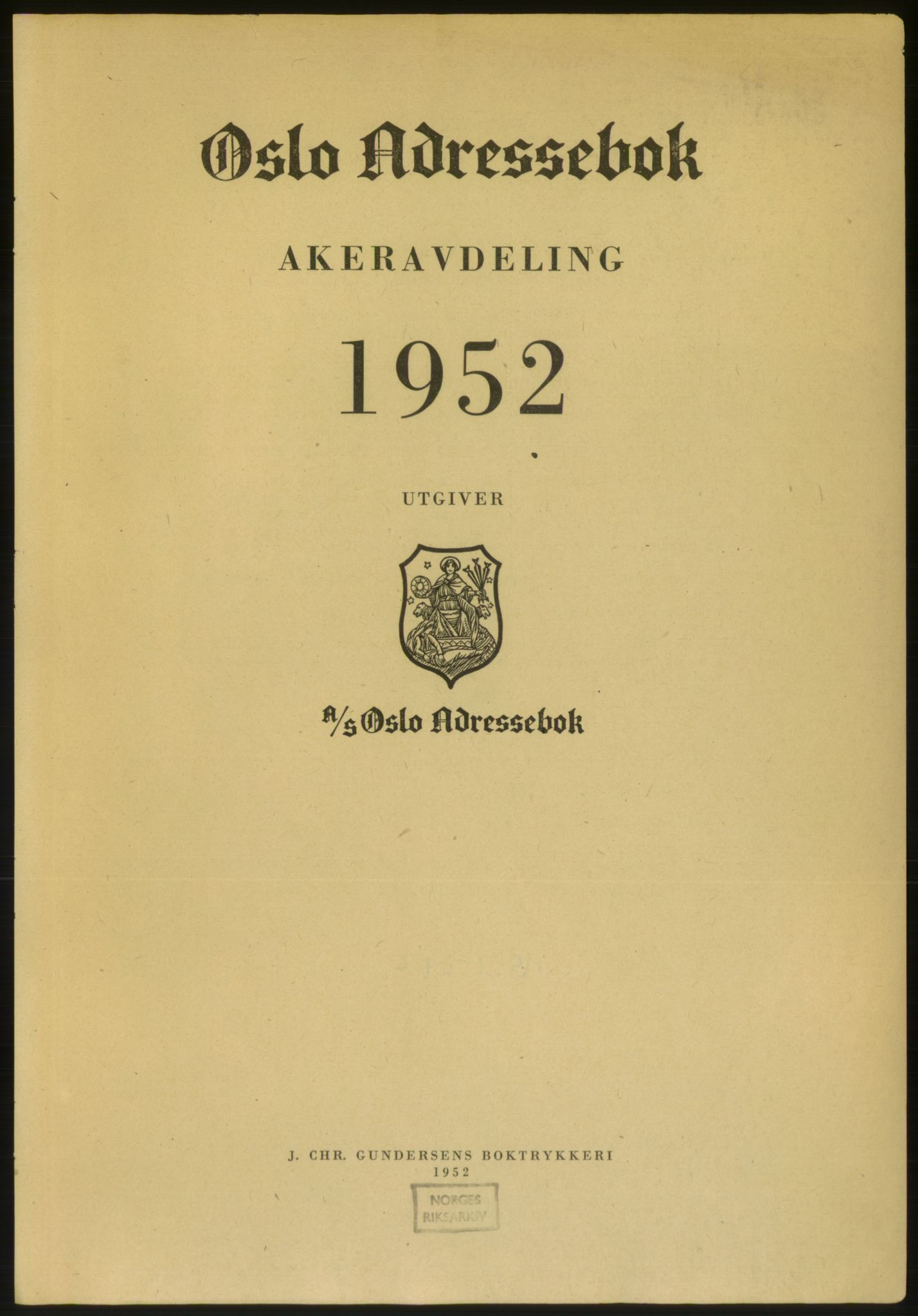 Kristiania/Oslo adressebok, PUBL/-, 1952