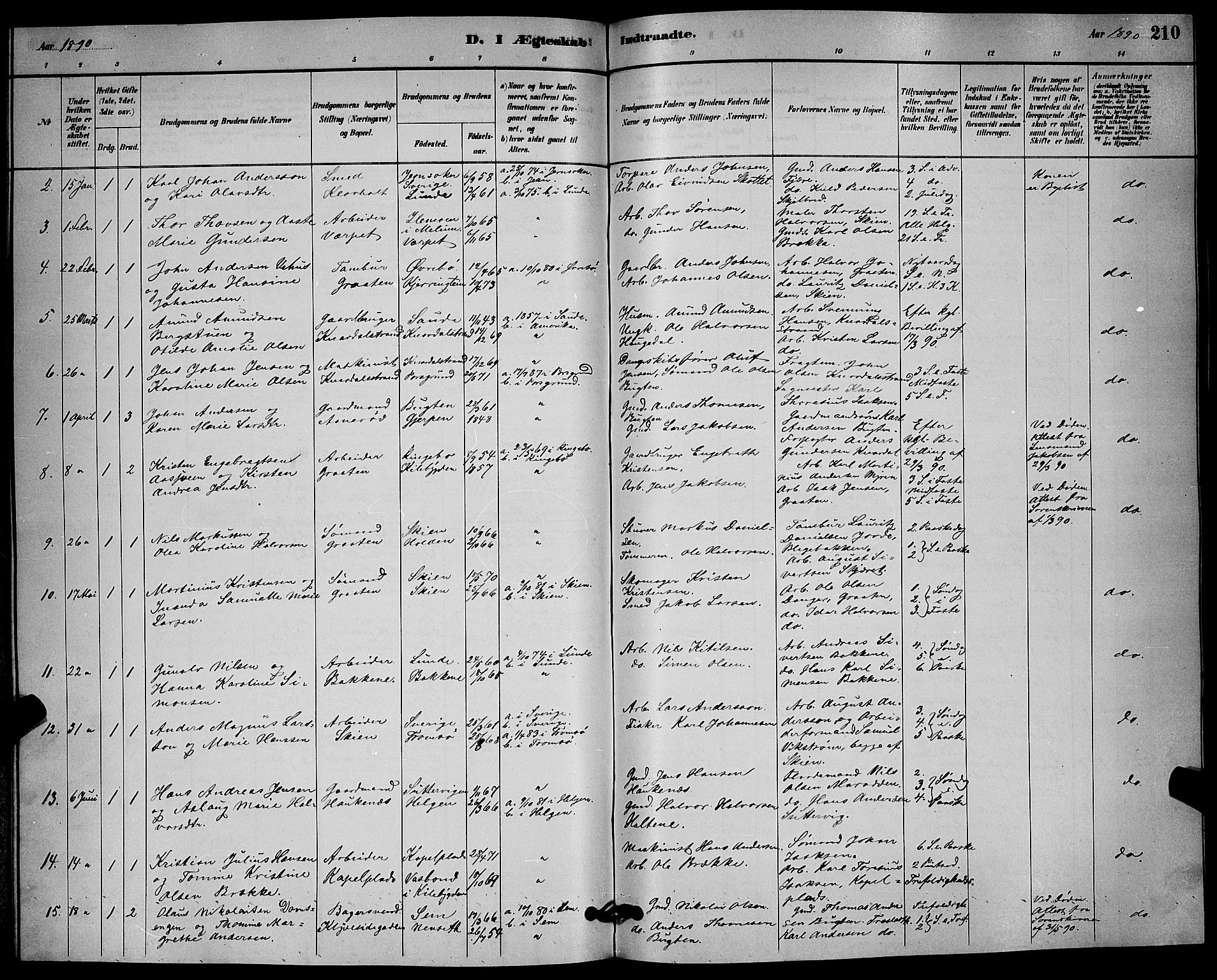 Solum kirkebøker, SAKO/A-306/G/Ga/L0007: Parish register (copy) no. I 7, 1884-1898, p. 210