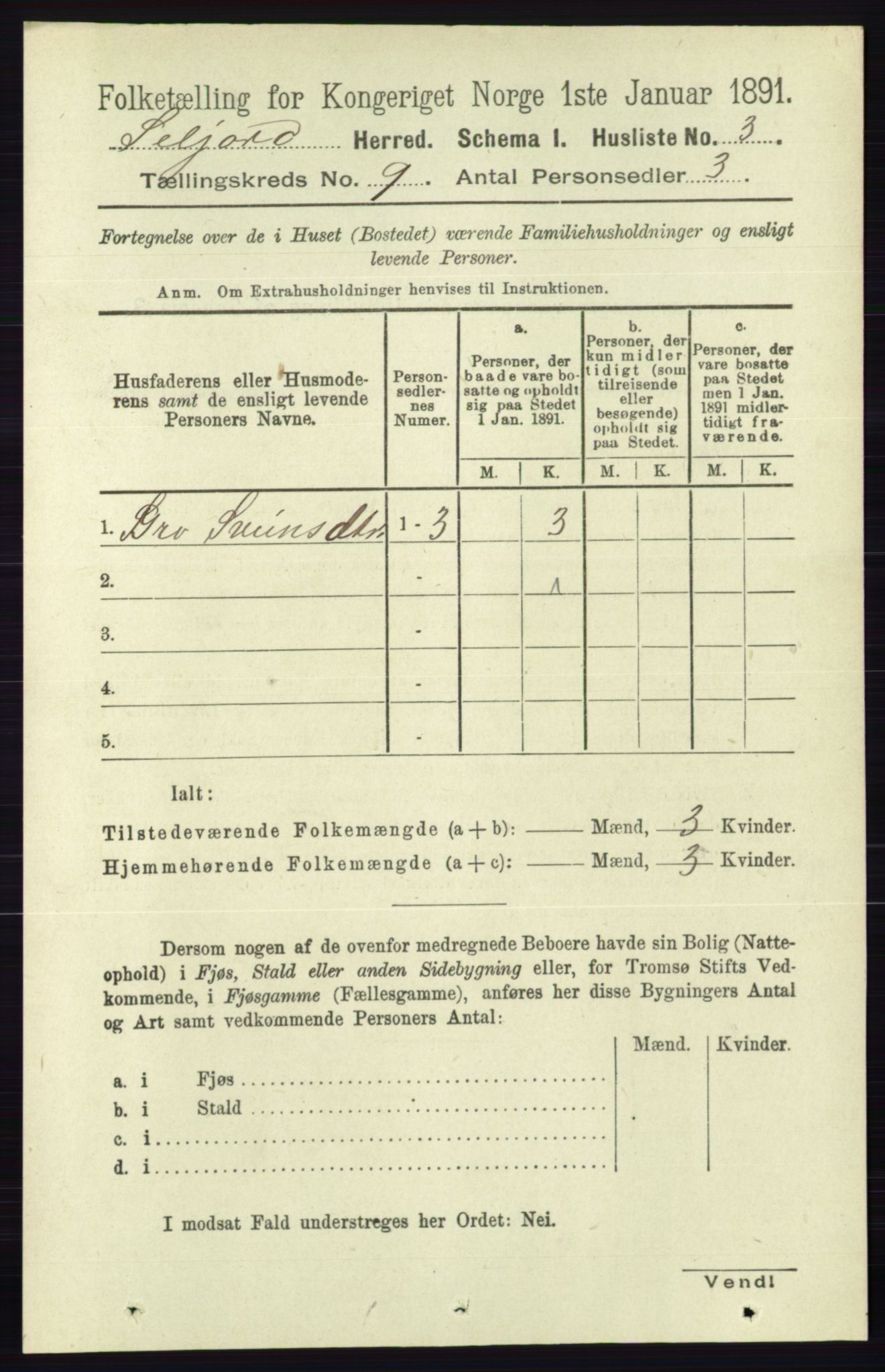 RA, 1891 census for 0828 Seljord, 1891, p. 3127