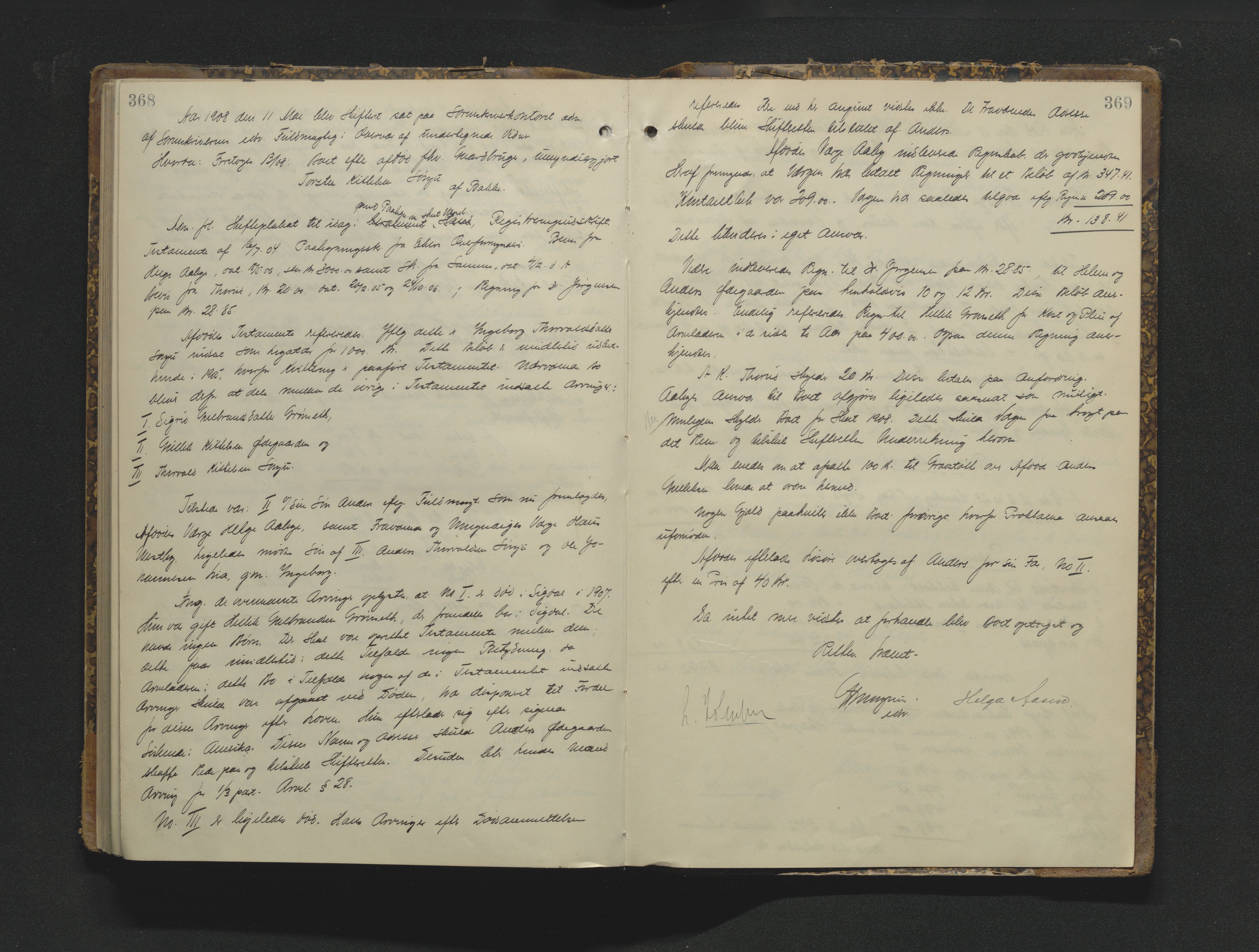 Eiker, Modum og Sigdal sorenskriveri, AV/SAKO-A-123/H/Hb/Hbb/Hbbb/L0008: Registrerings- og forhandlingsprotokoll, 1903-1908, p. 368-369