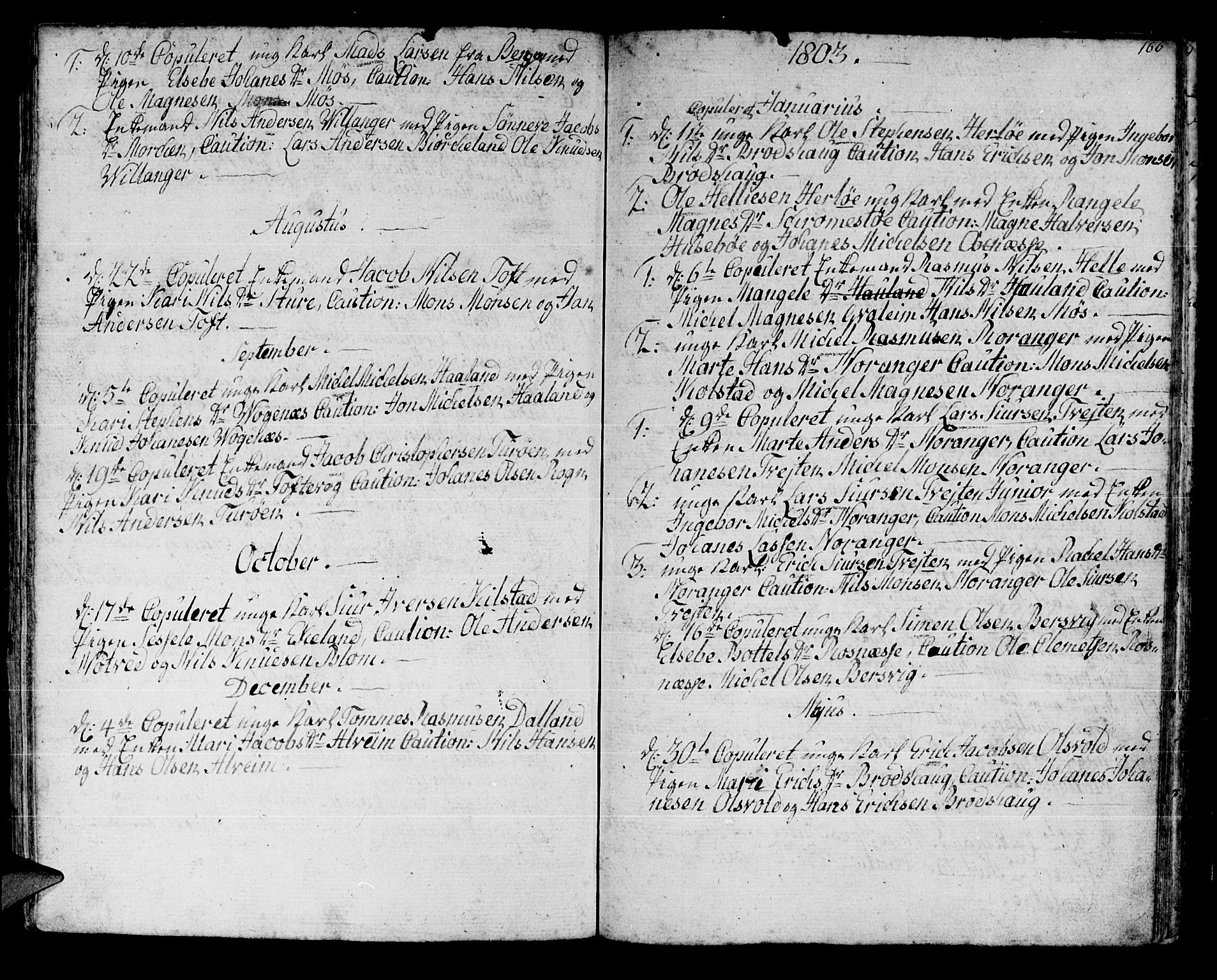 Manger sokneprestembete, SAB/A-76801/H/Haa: Parish register (official) no. A 2, 1792-1815, p. 166