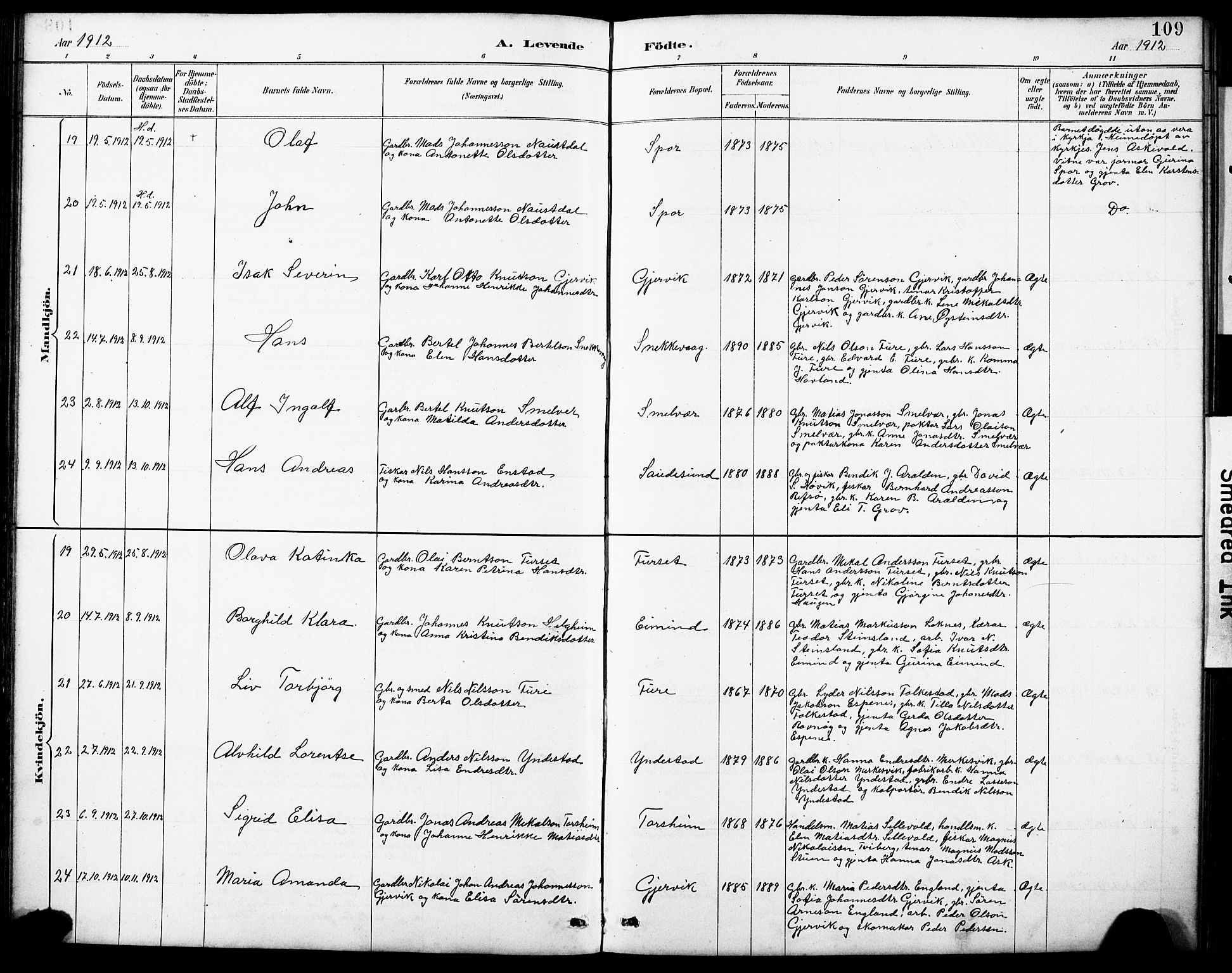 Askvoll sokneprestembete, AV/SAB-A-79501/H/Hab/Haba/L0003: Parish register (copy) no. A 3, 1886-1928, p. 109