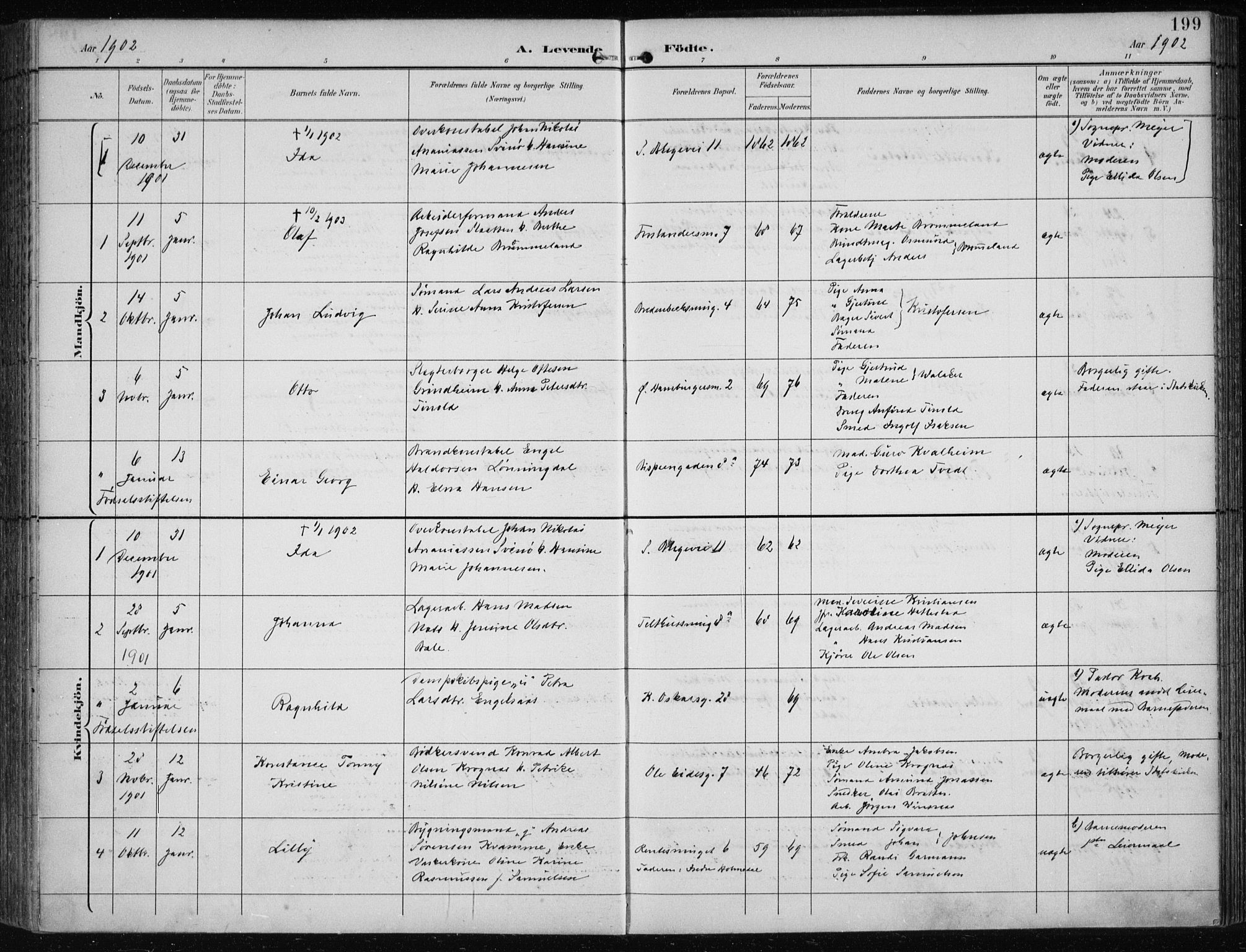 Korskirken sokneprestembete, SAB/A-76101/H/Hab: Parish register (copy) no. B 10, 1896-1905, p. 199