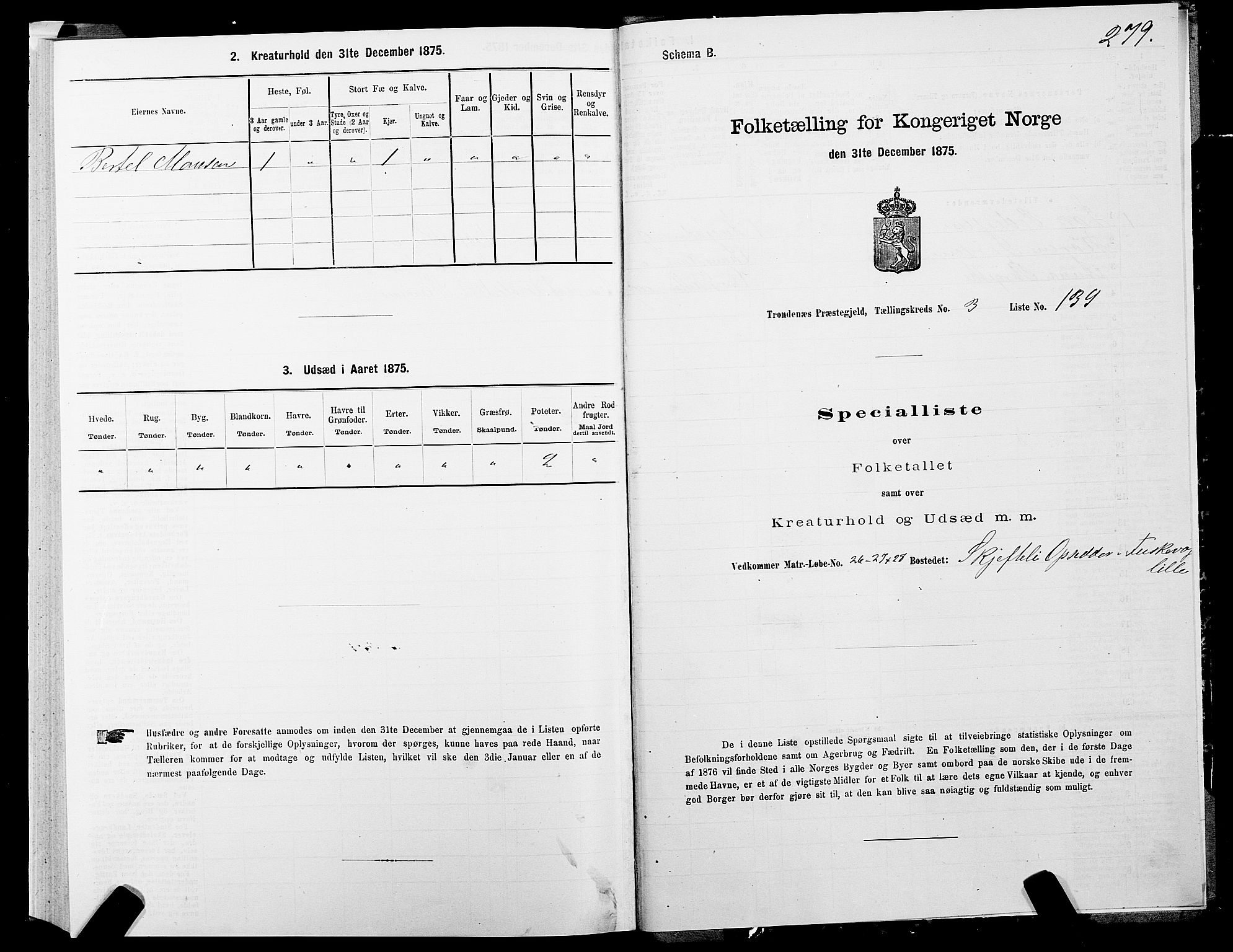 SATØ, 1875 census for 1914P Trondenes, 1875, p. 3279