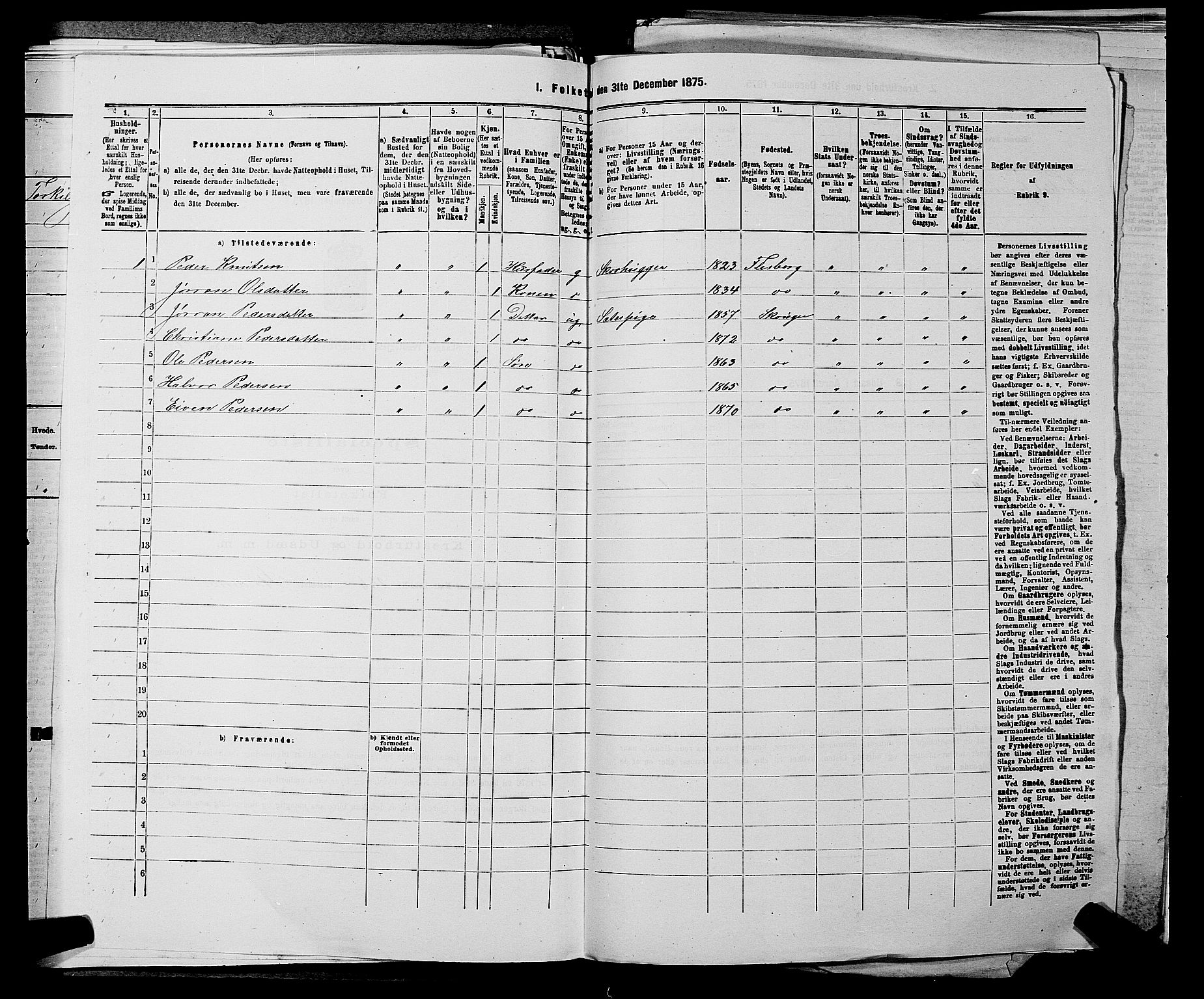 SAKO, 1875 census for 0712P Skoger, 1875, p. 825