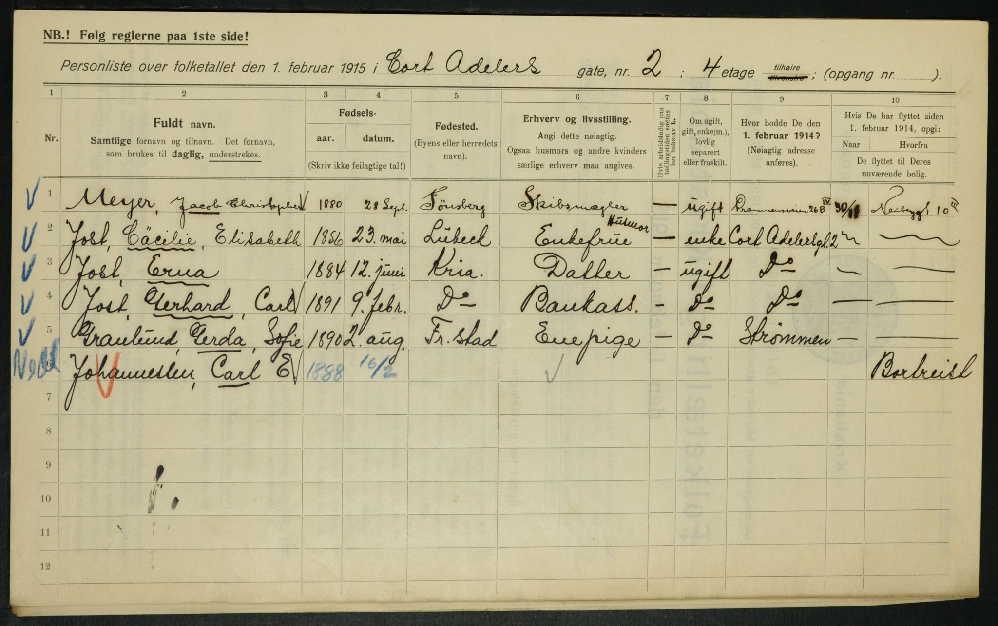 OBA, Municipal Census 1915 for Kristiania, 1915, p. 13625