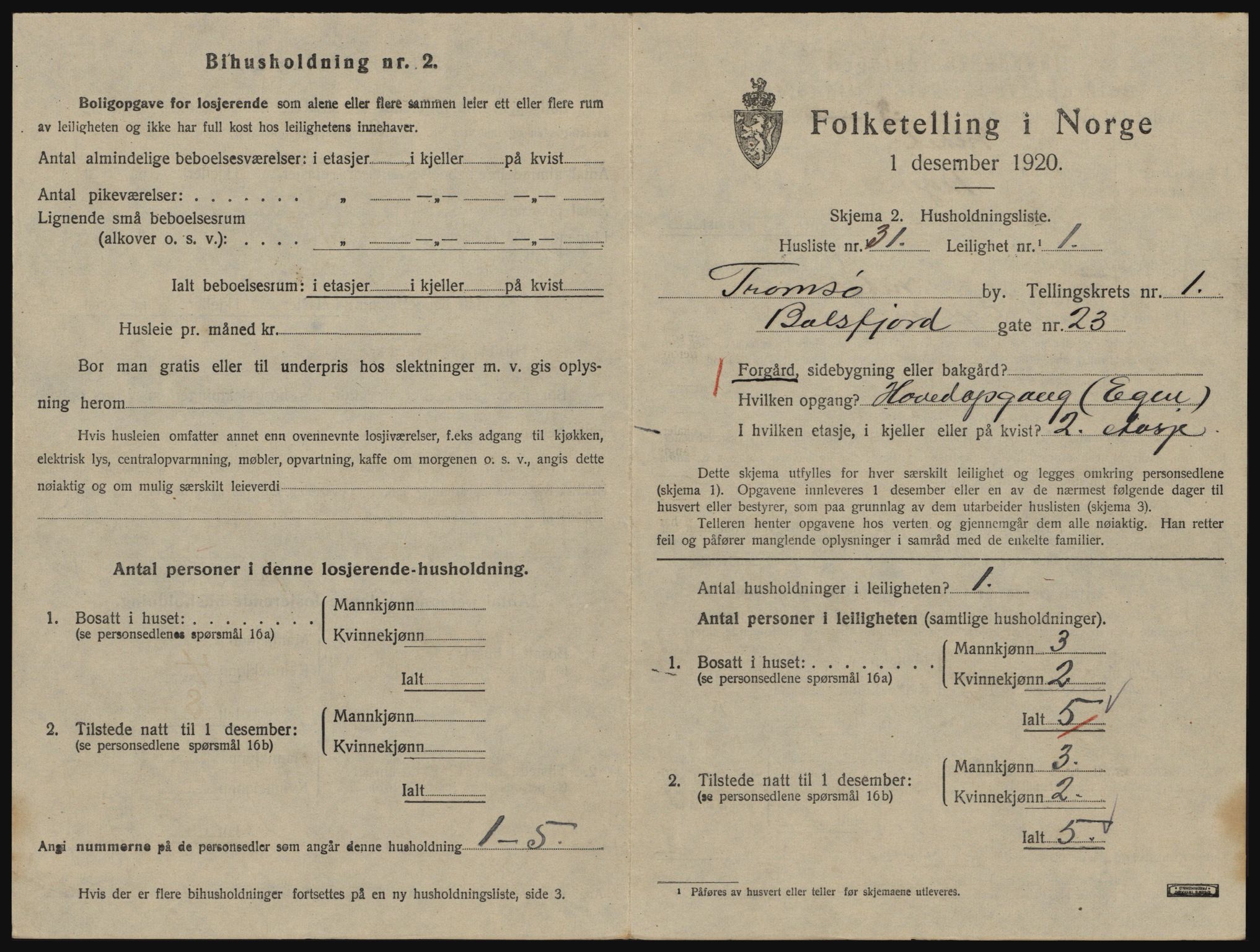 SATØ, 1920 census for Tromsø, 1920, p. 2511