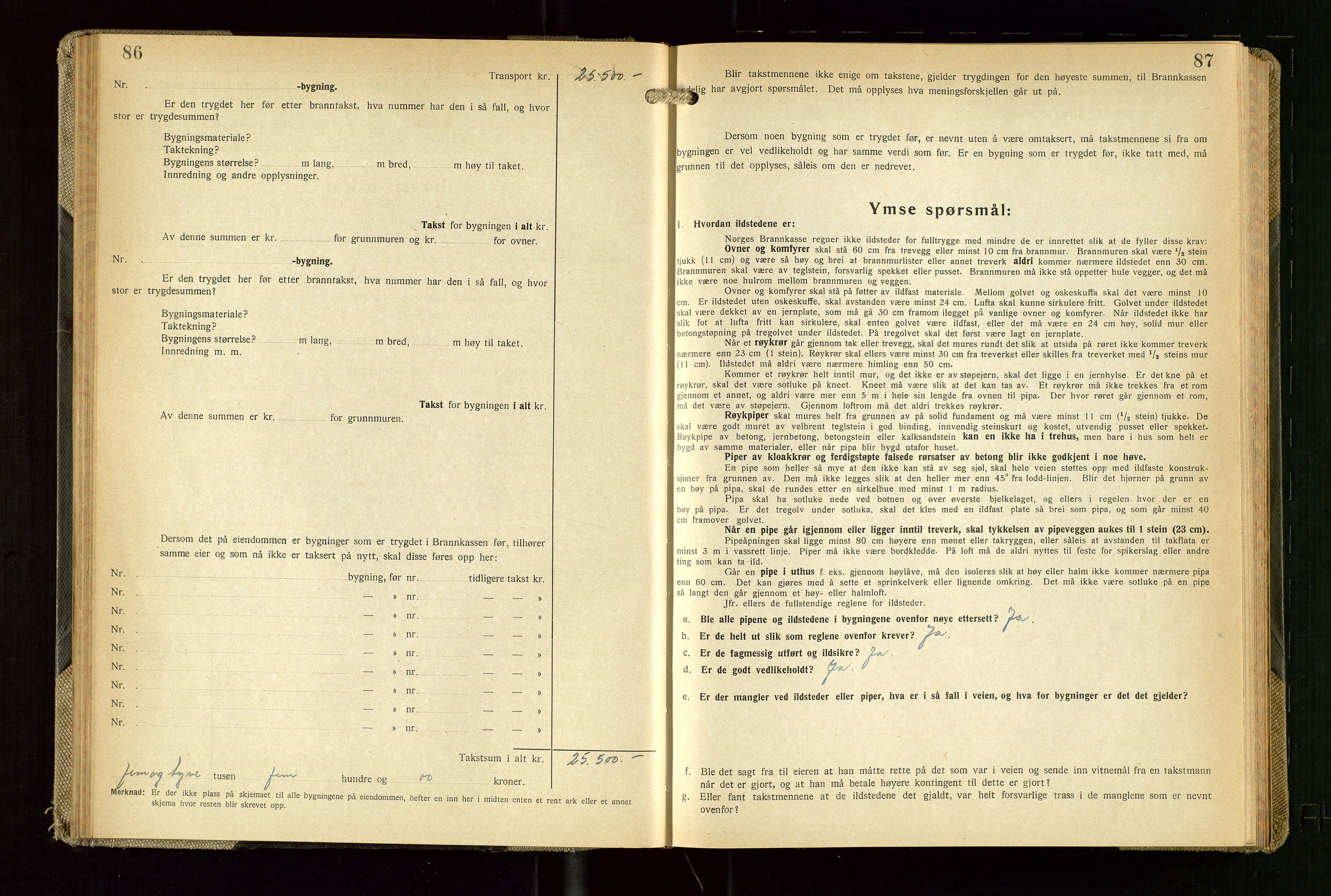 Skudenes lensmannskontor, AV/SAST-A-100444/Gob/L0003: "Brandtakstprotokoll", 1942-1954, p. 86-87