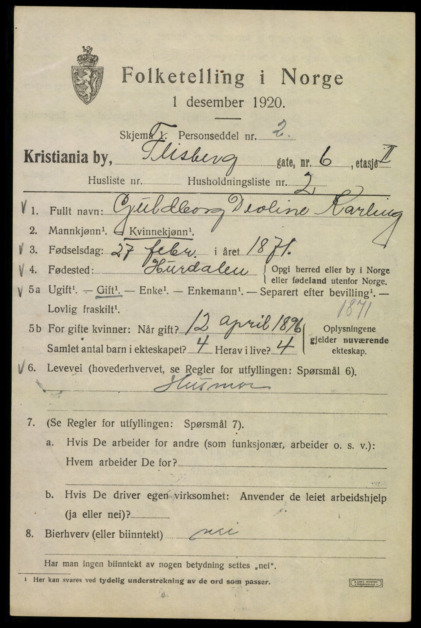 SAO, 1920 census for Kristiania, 1920, p. 230033