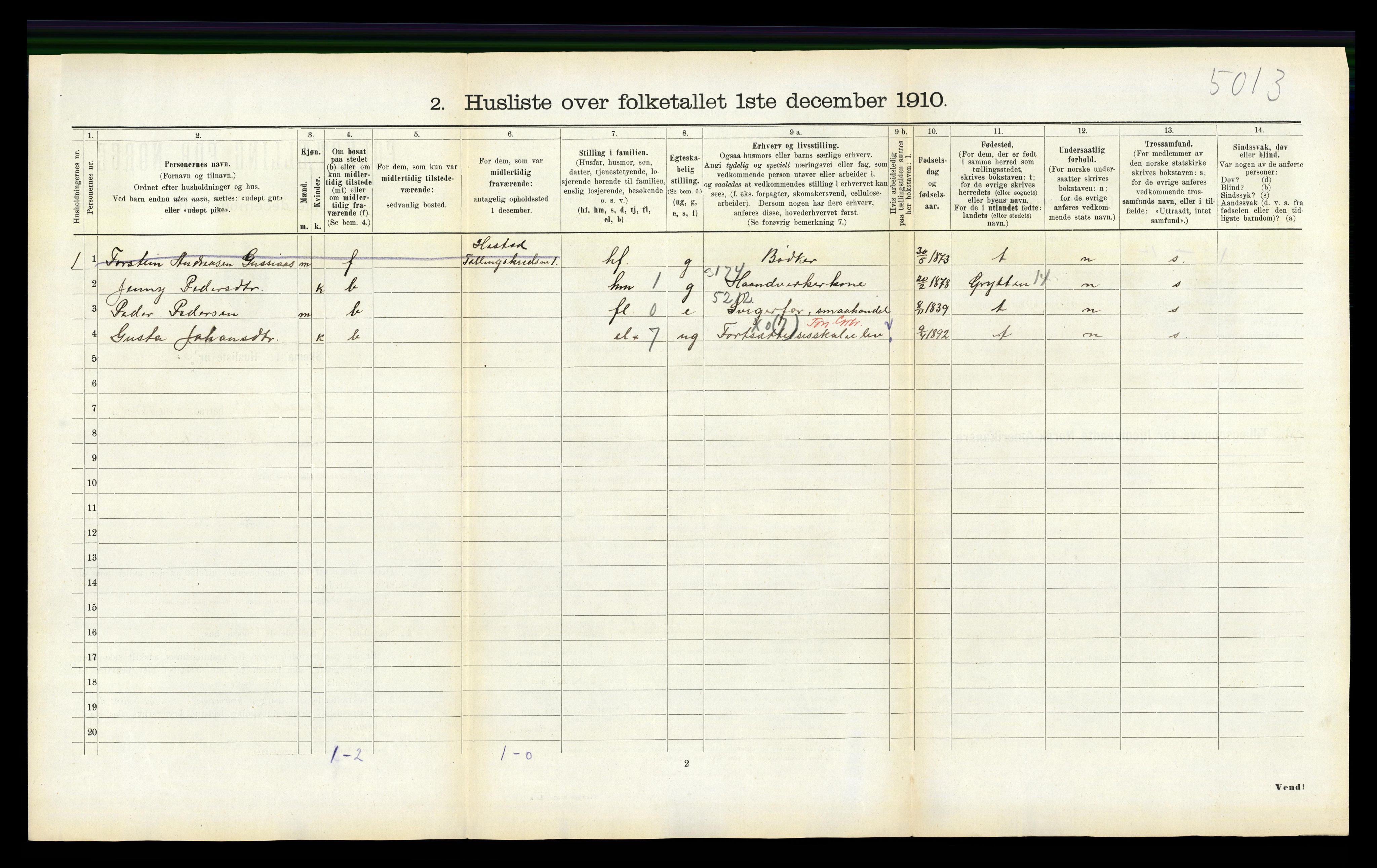 RA, 1910 census for Nesset, 1910, p. 162