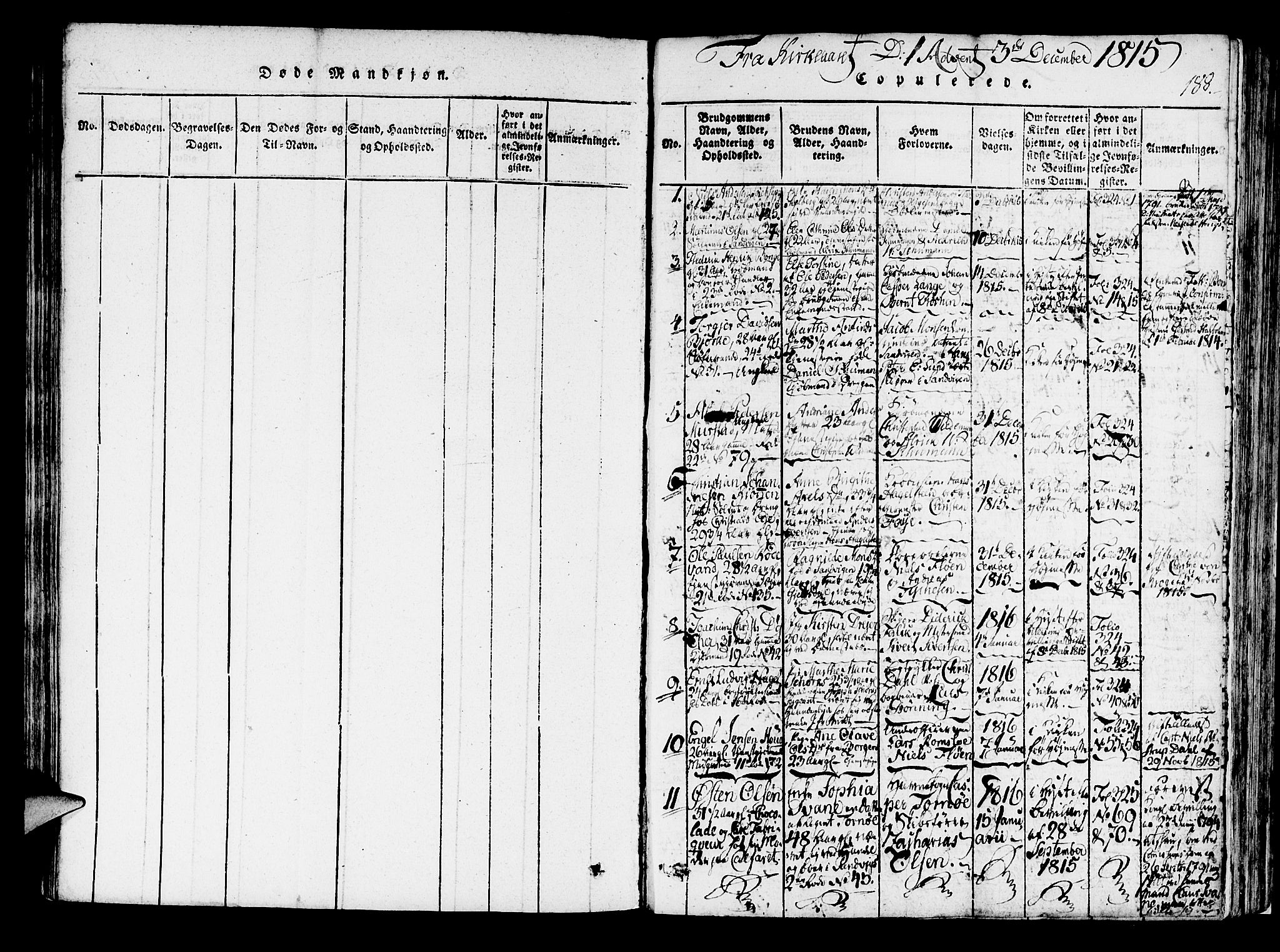 Korskirken sokneprestembete, SAB/A-76101/H/Haa/L0013: Parish register (official) no. A 13, 1815-1822, p. 188