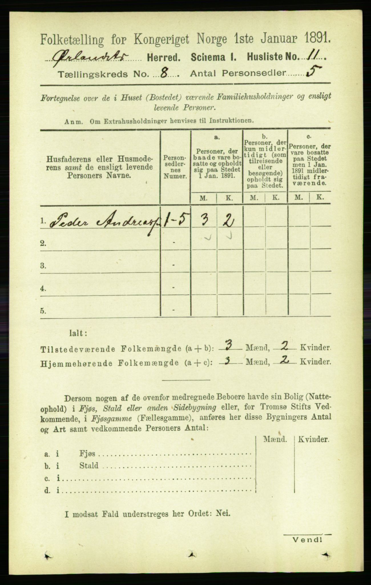 RA, 1891 census for 1621 Ørland, 1891, p. 3108