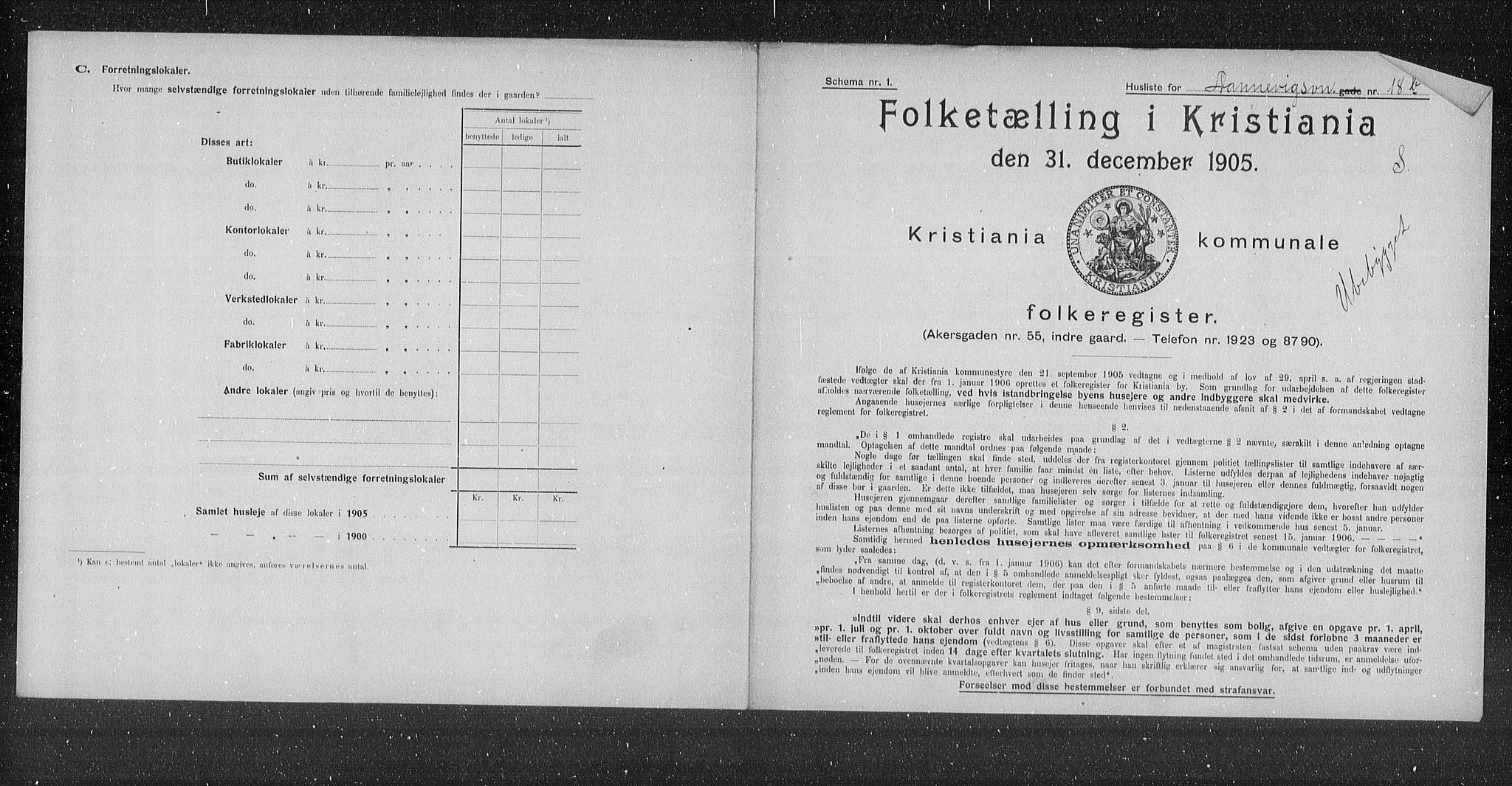 OBA, Municipal Census 1905 for Kristiania, 1905, p. 7956