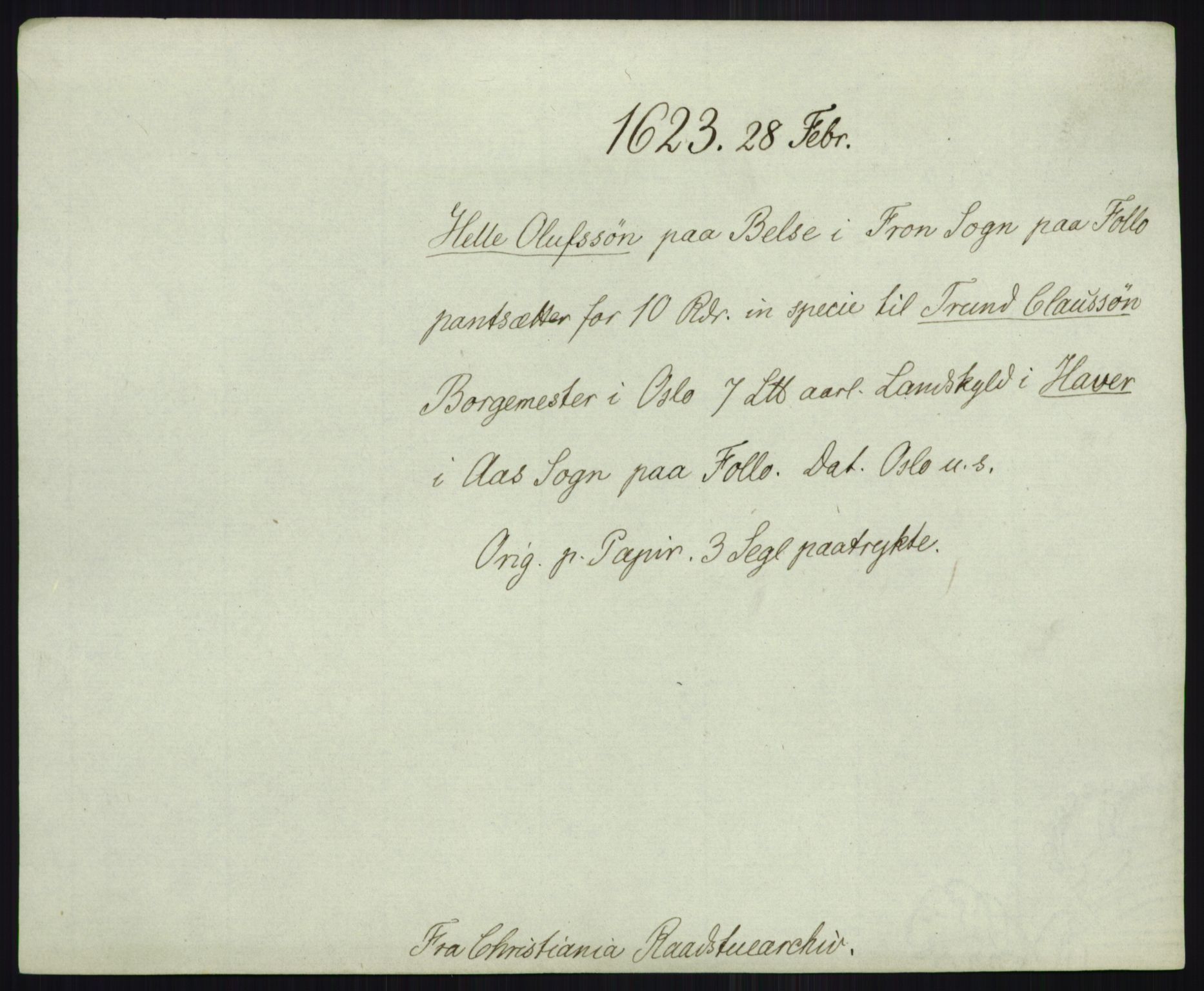 Riksarkivets diplomsamling, AV/RA-EA-5965/F35/F35b/L0006: Riksarkivets diplomer, seddelregister, 1613-1624, p. 627