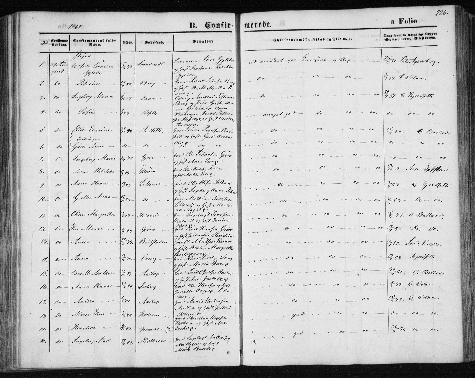 Ministerialprotokoller, klokkerbøker og fødselsregistre - Nord-Trøndelag, SAT/A-1458/730/L0283: Parish register (official) no. 730A08, 1855-1865, p. 226