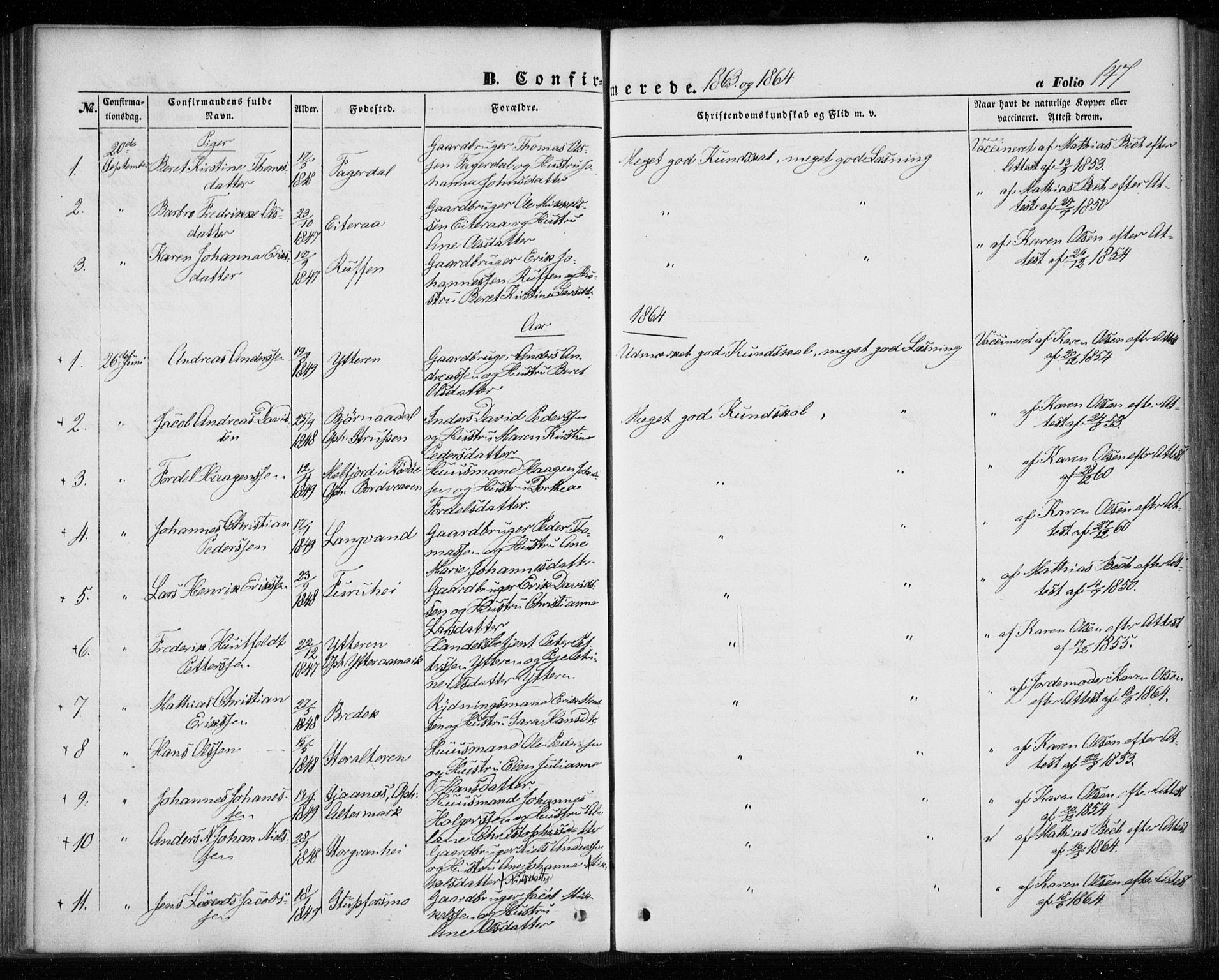 Ministerialprotokoller, klokkerbøker og fødselsregistre - Nordland, SAT/A-1459/827/L0392: Parish register (official) no. 827A04, 1853-1866, p. 147