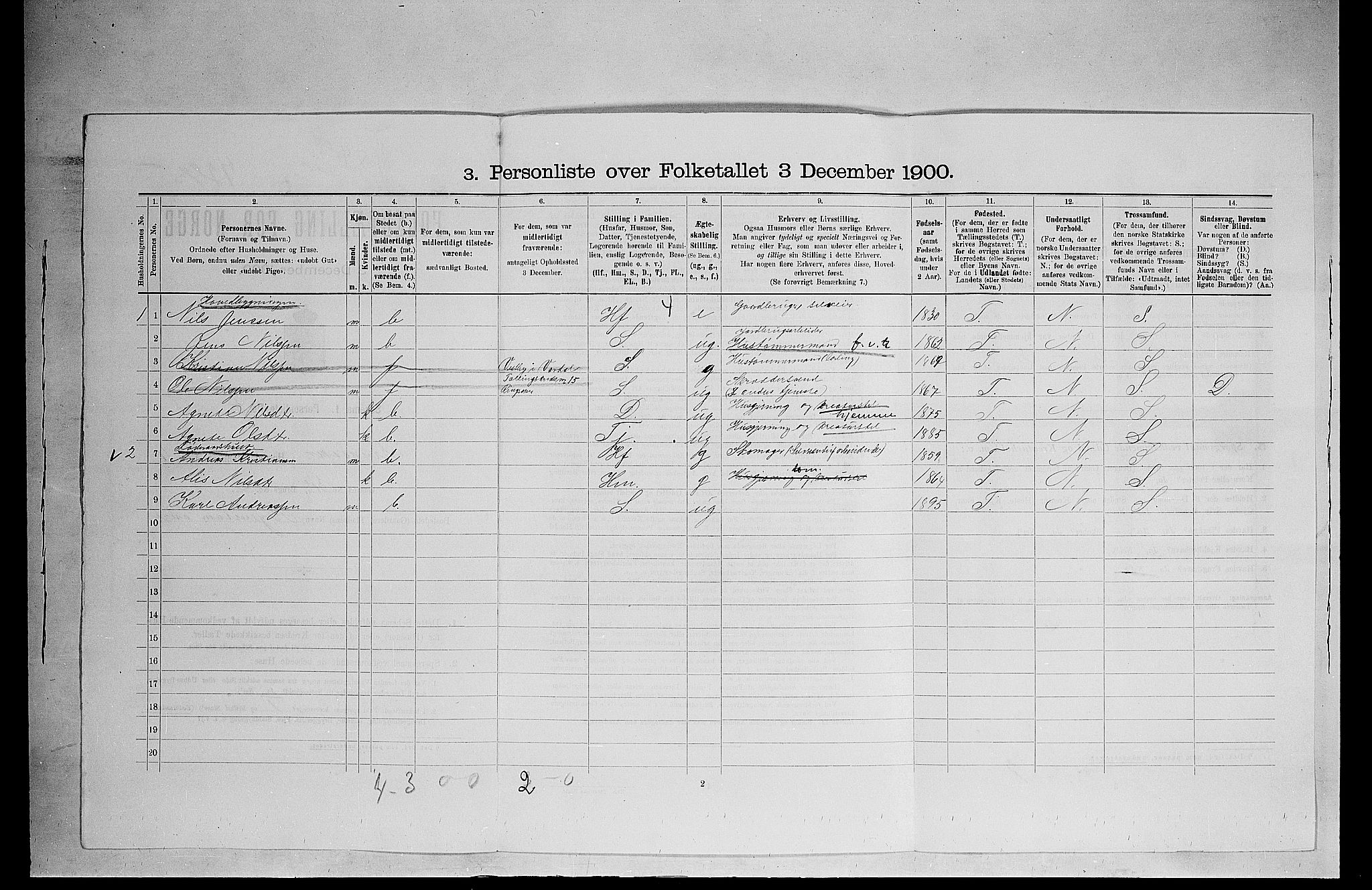 SAH, 1900 census for Ringsaker, 1900, p. 261