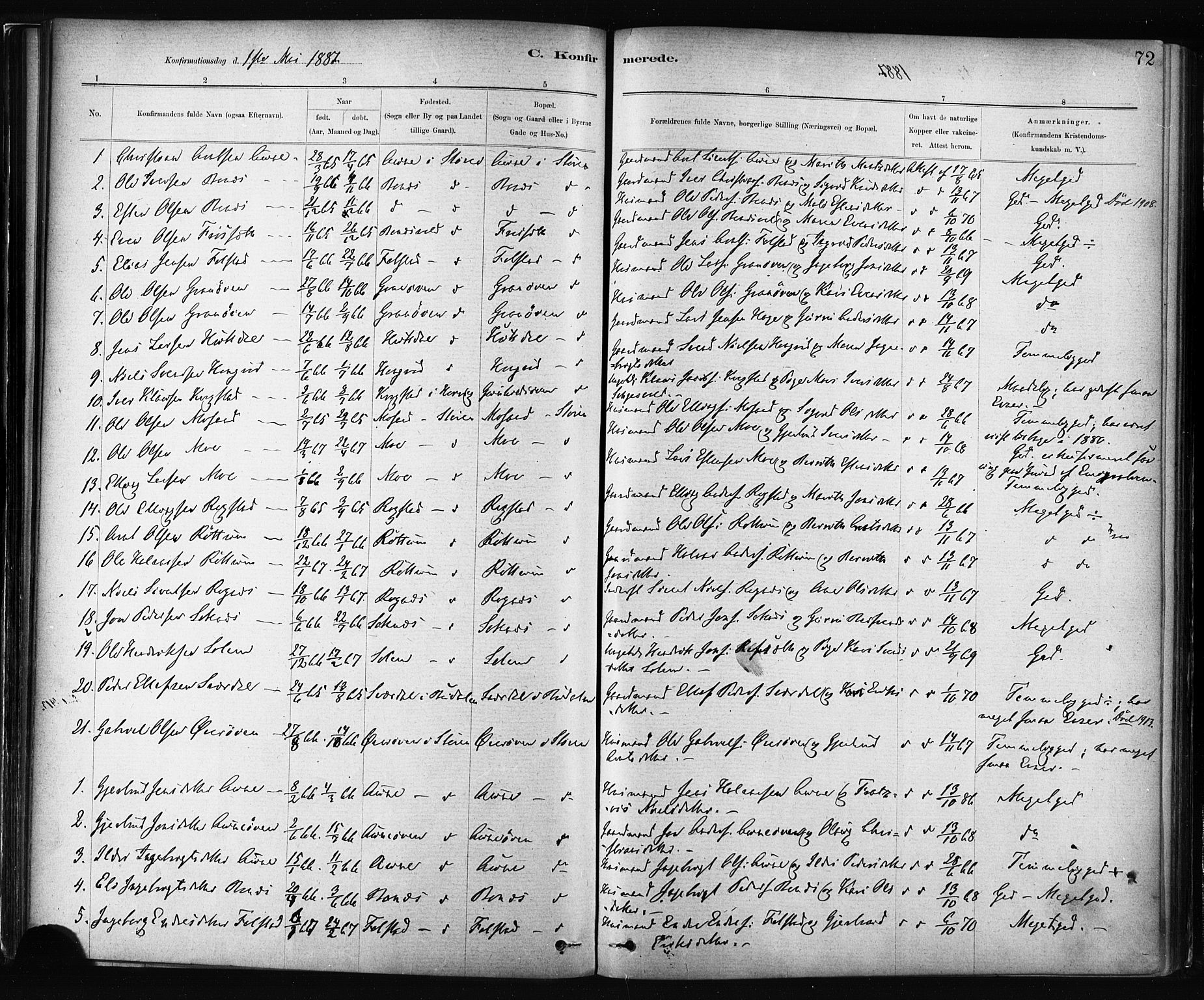 Ministerialprotokoller, klokkerbøker og fødselsregistre - Sør-Trøndelag, SAT/A-1456/687/L1002: Parish register (official) no. 687A08, 1878-1890, p. 72