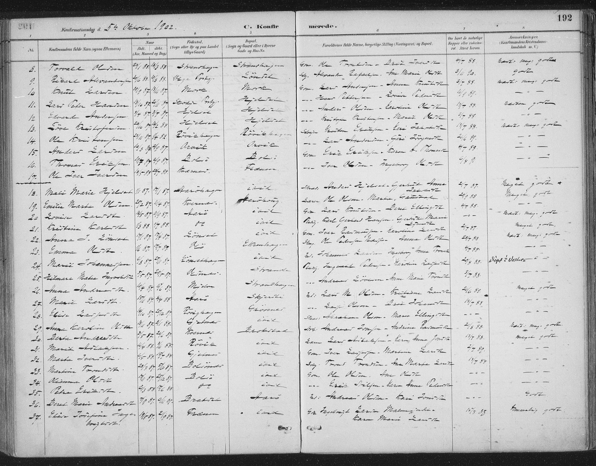 Ministerialprotokoller, klokkerbøker og fødselsregistre - Møre og Romsdal, SAT/A-1454/555/L0658: Parish register (official) no. 555A09, 1887-1917, p. 192