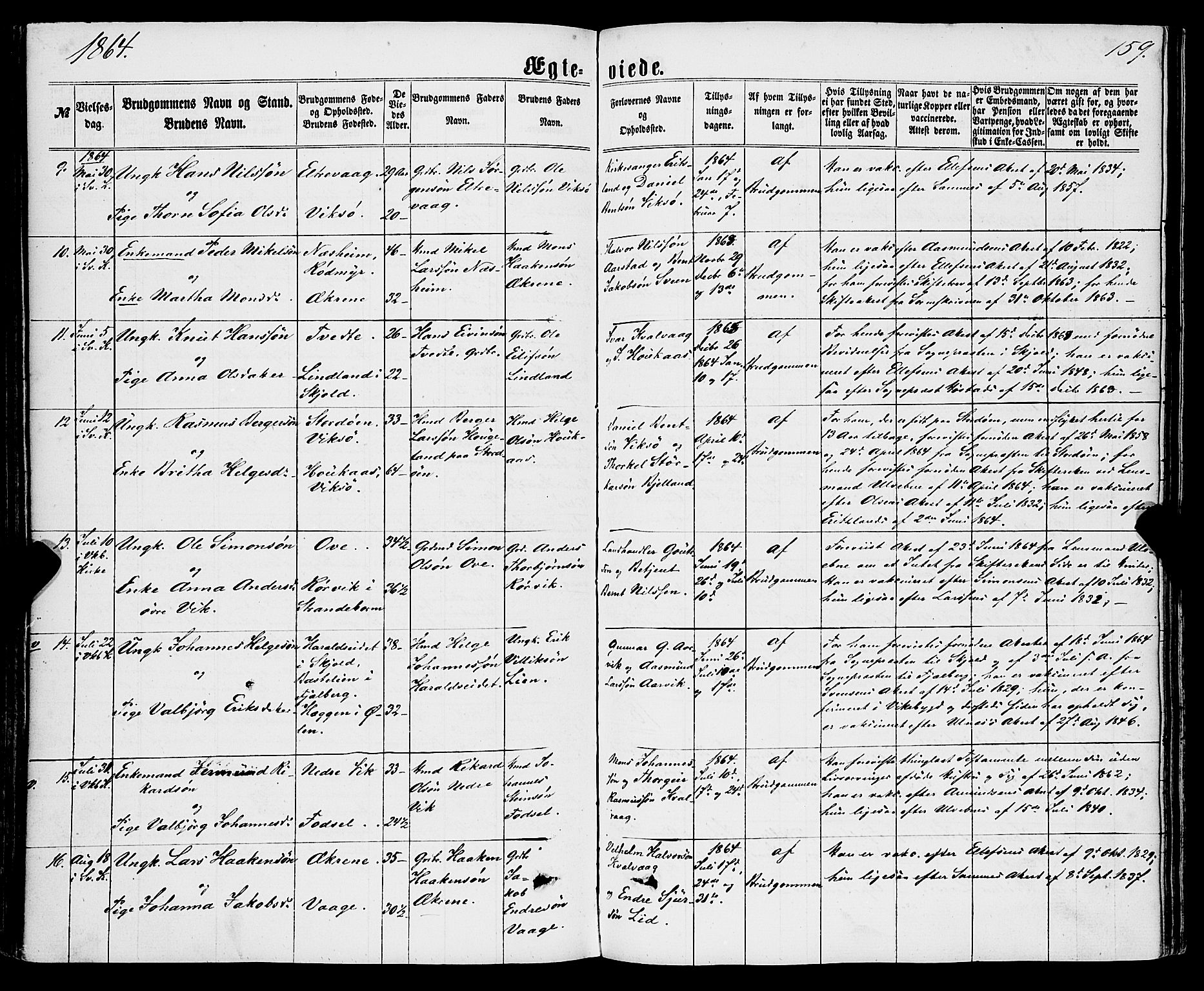 Sveio Sokneprestembete, AV/SAB-A-78501/H/Haa: Parish register (official) no. A 1, 1861-1877, p. 159