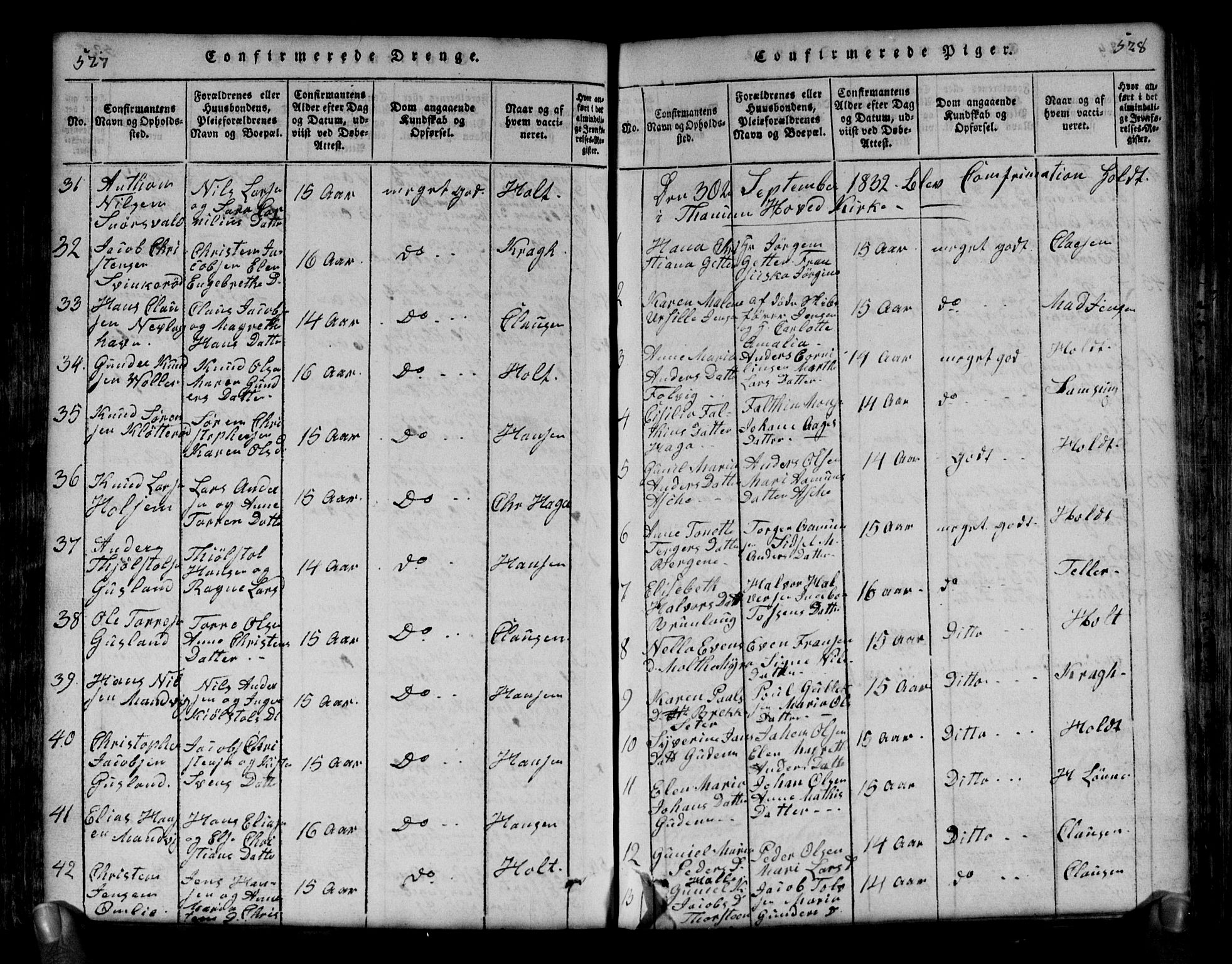 Brunlanes kirkebøker, SAKO/A-342/G/Ga/L0001: Parish register (copy) no. I 1, 1814-1834, p. 527-528