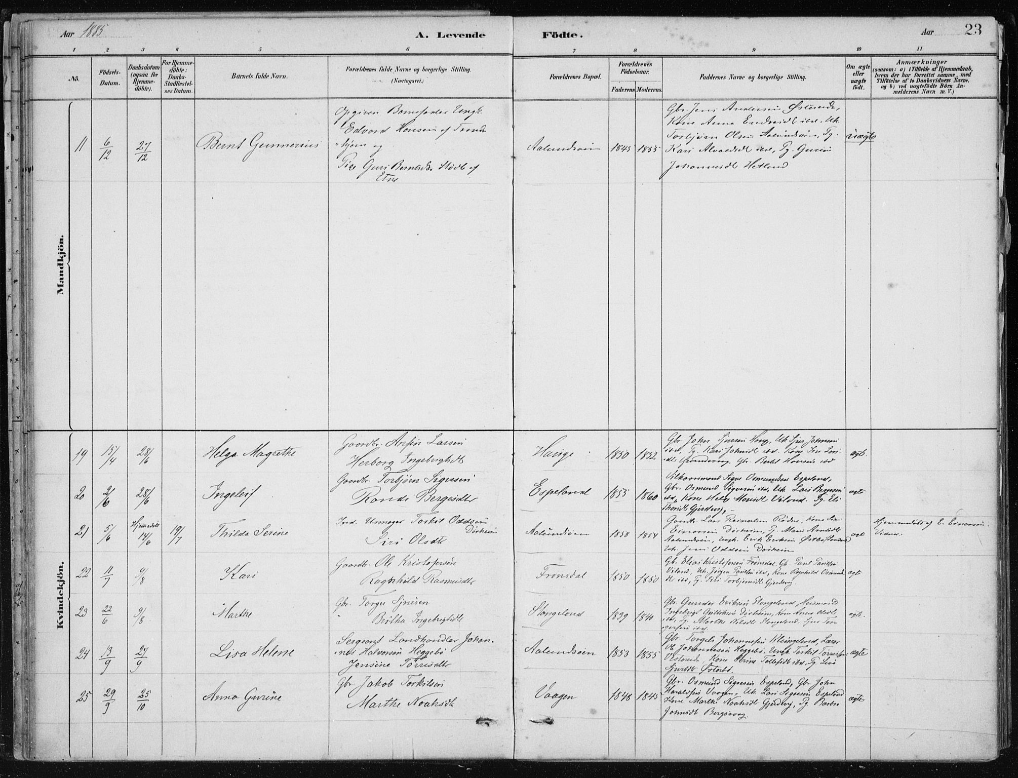 Fjelberg sokneprestembete, AV/SAB-A-75201/H/Haa: Parish register (official) no. D 1, 1879-1918, p. 23