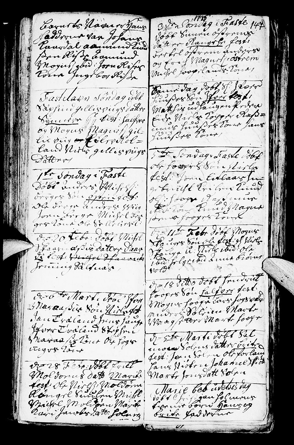 Lindås Sokneprestembete, AV/SAB-A-76701/H/Haa/Haaa/L0001: Parish register (official) no. A 1, 1699-1746, p. 147