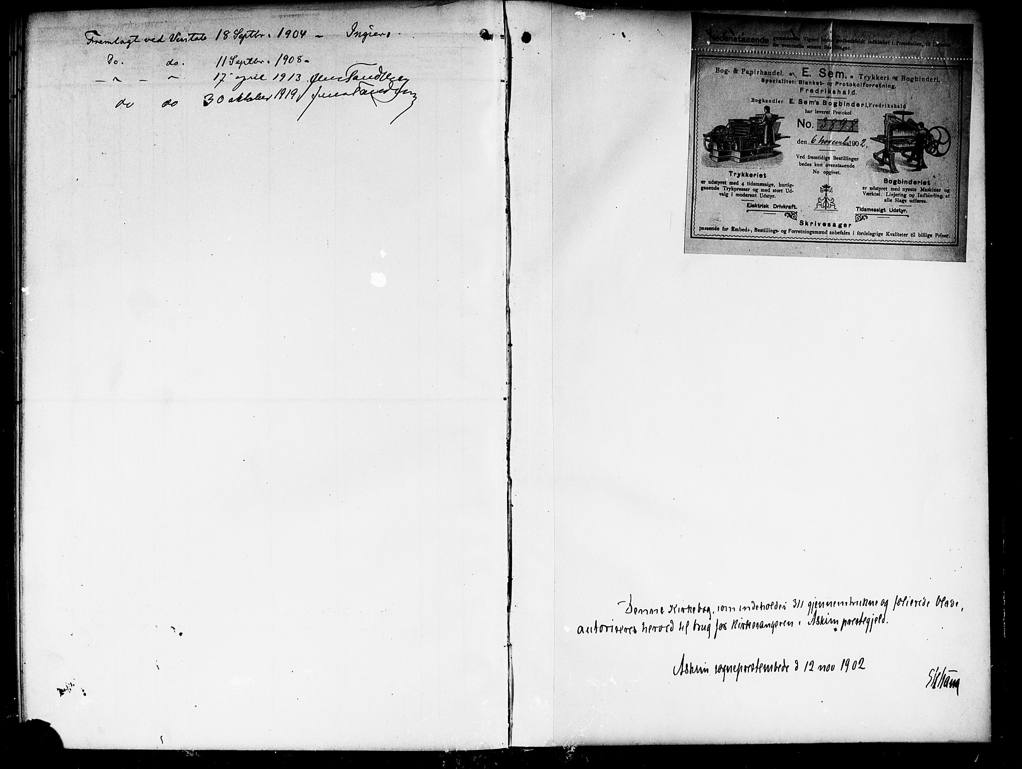 Askim prestekontor Kirkebøker, SAO/A-10900/G/Ga/L0002: Parish register (copy) no. 2, 1903-1921