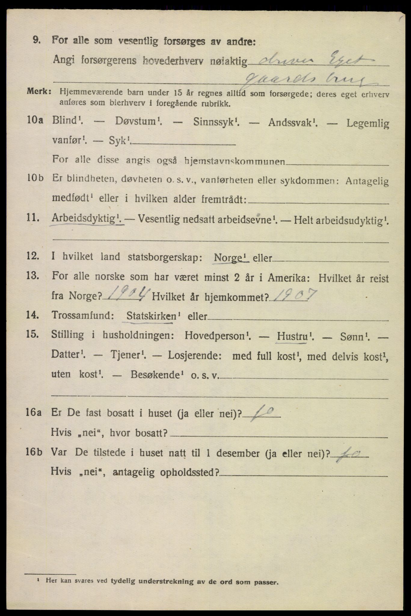 SAK, 1920 census for Lista, 1920, p. 12914