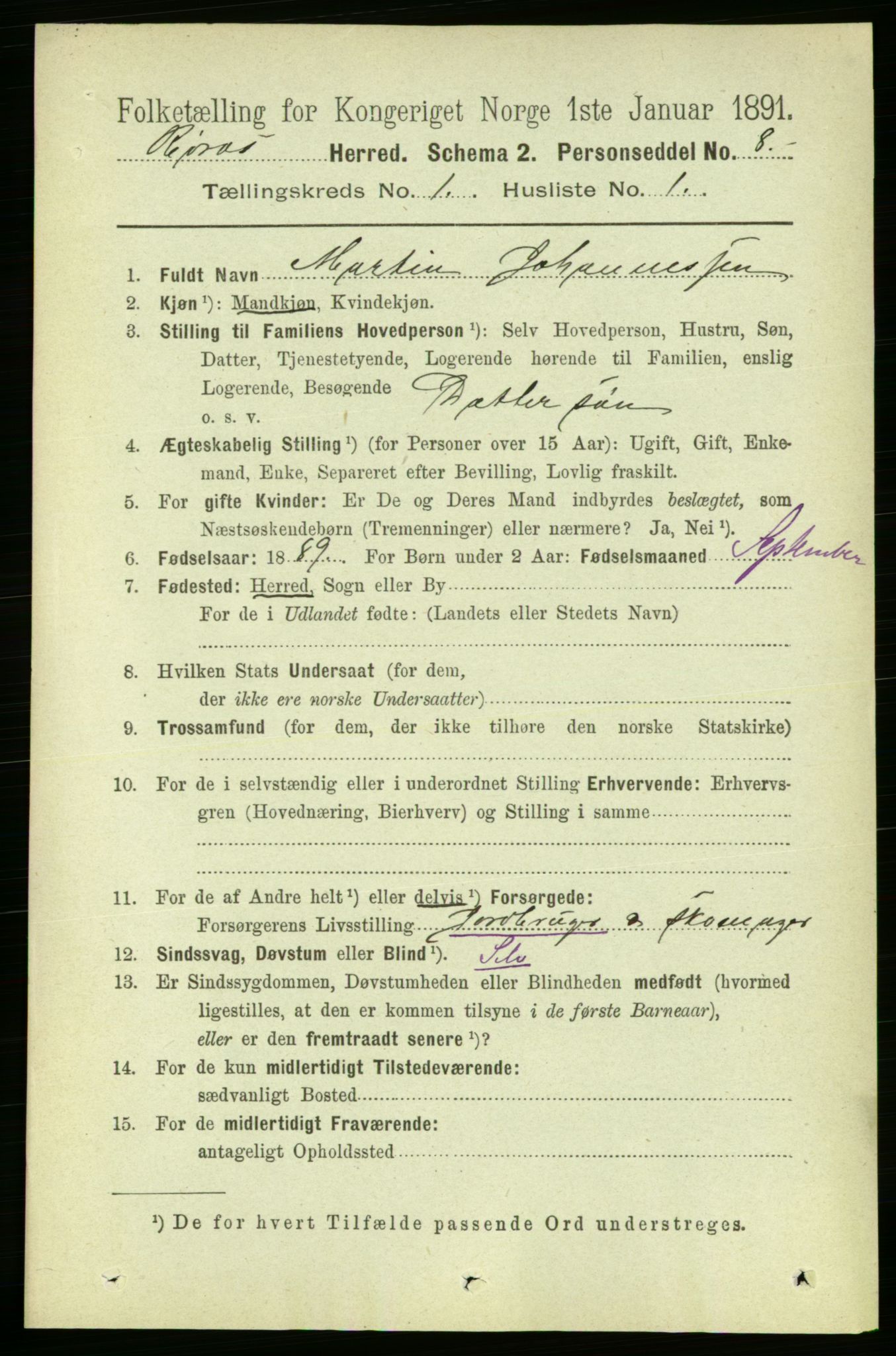 RA, 1891 census for 1640 Røros, 1891, p. 75